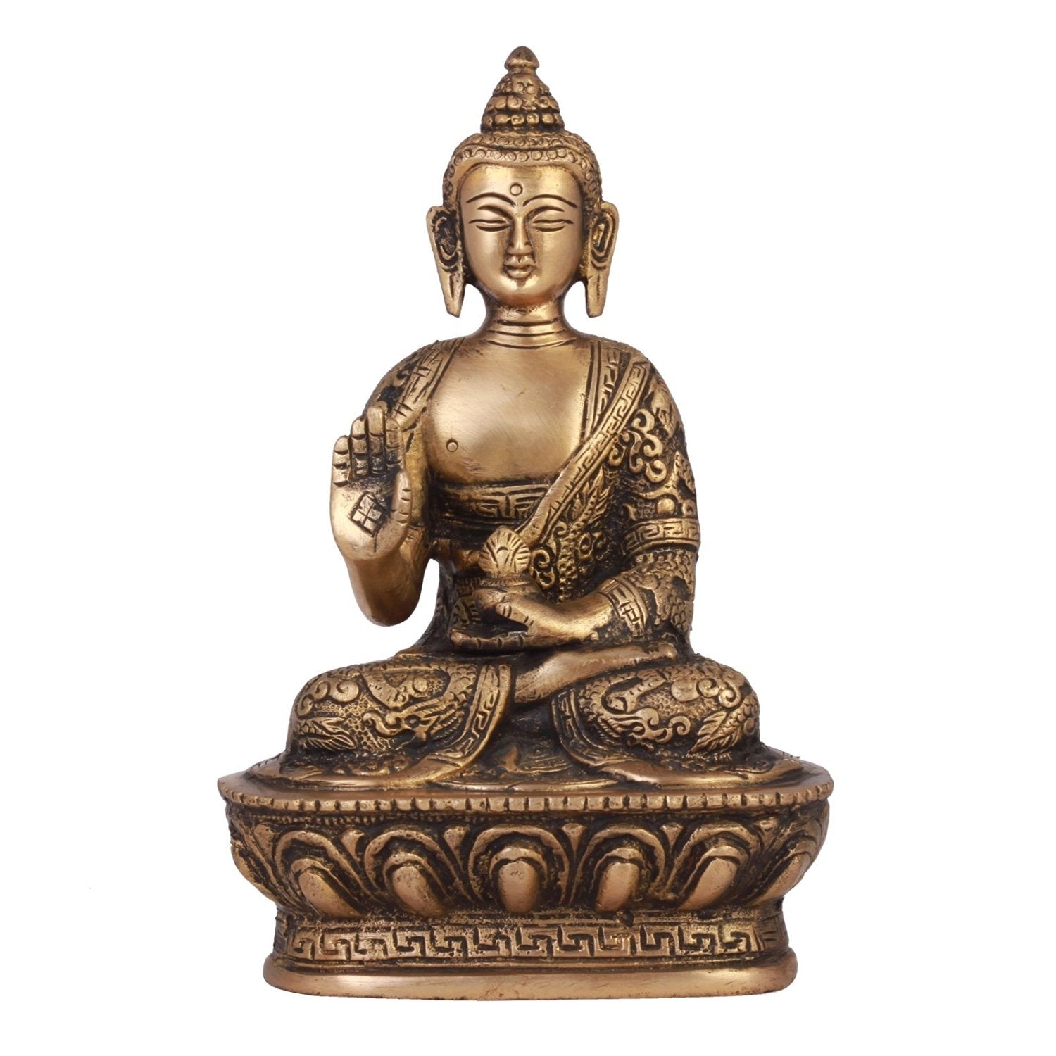 Golden and Brown Brass Premium Meditating Blessing Buddha Statue 1