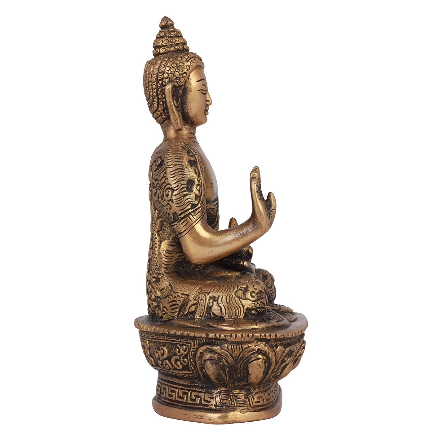 Golden and Brown Brass Premium Meditating Blessing Buddha Statue 2