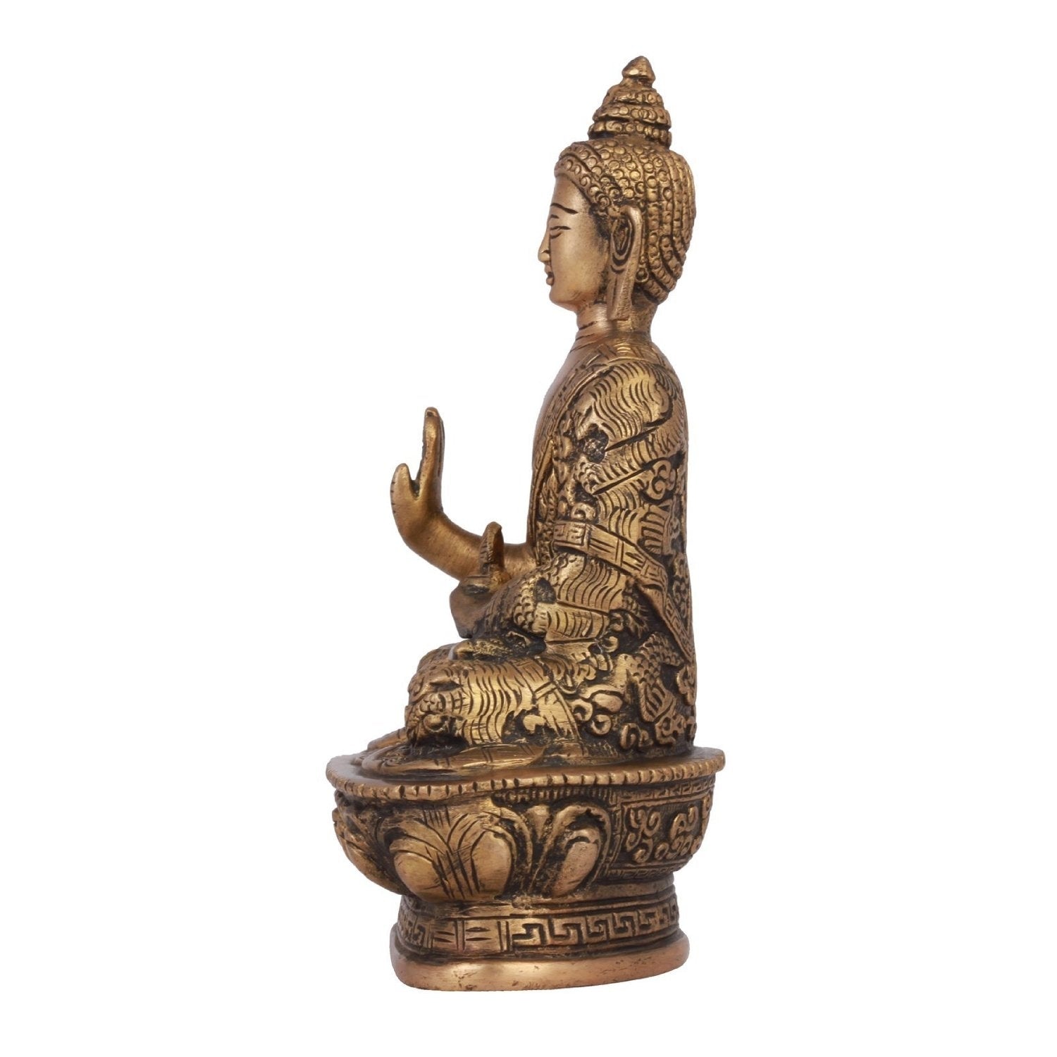 Golden and Brown Brass Premium Meditating Blessing Buddha Statue 3