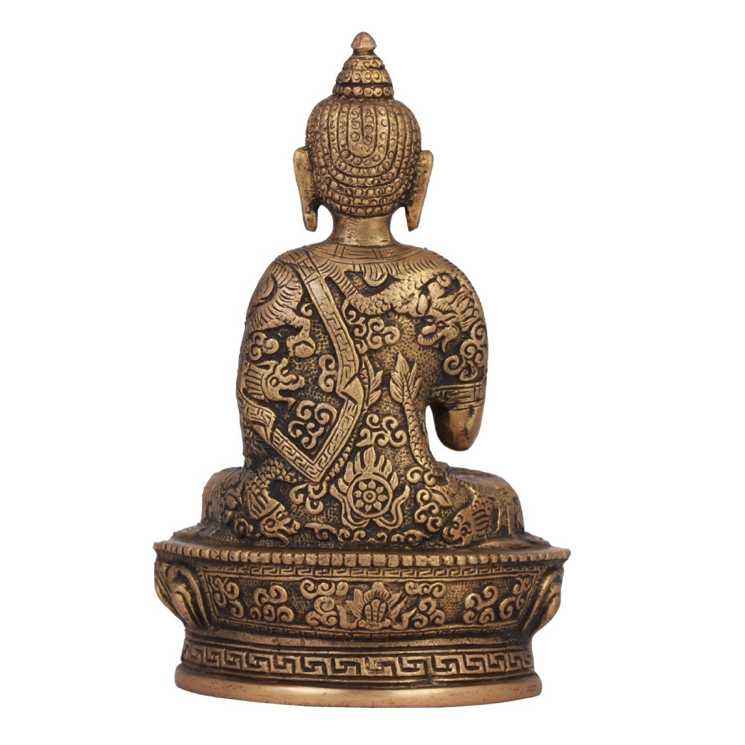 Golden and Brown Brass Premium Meditating Blessing Buddha Statue 4