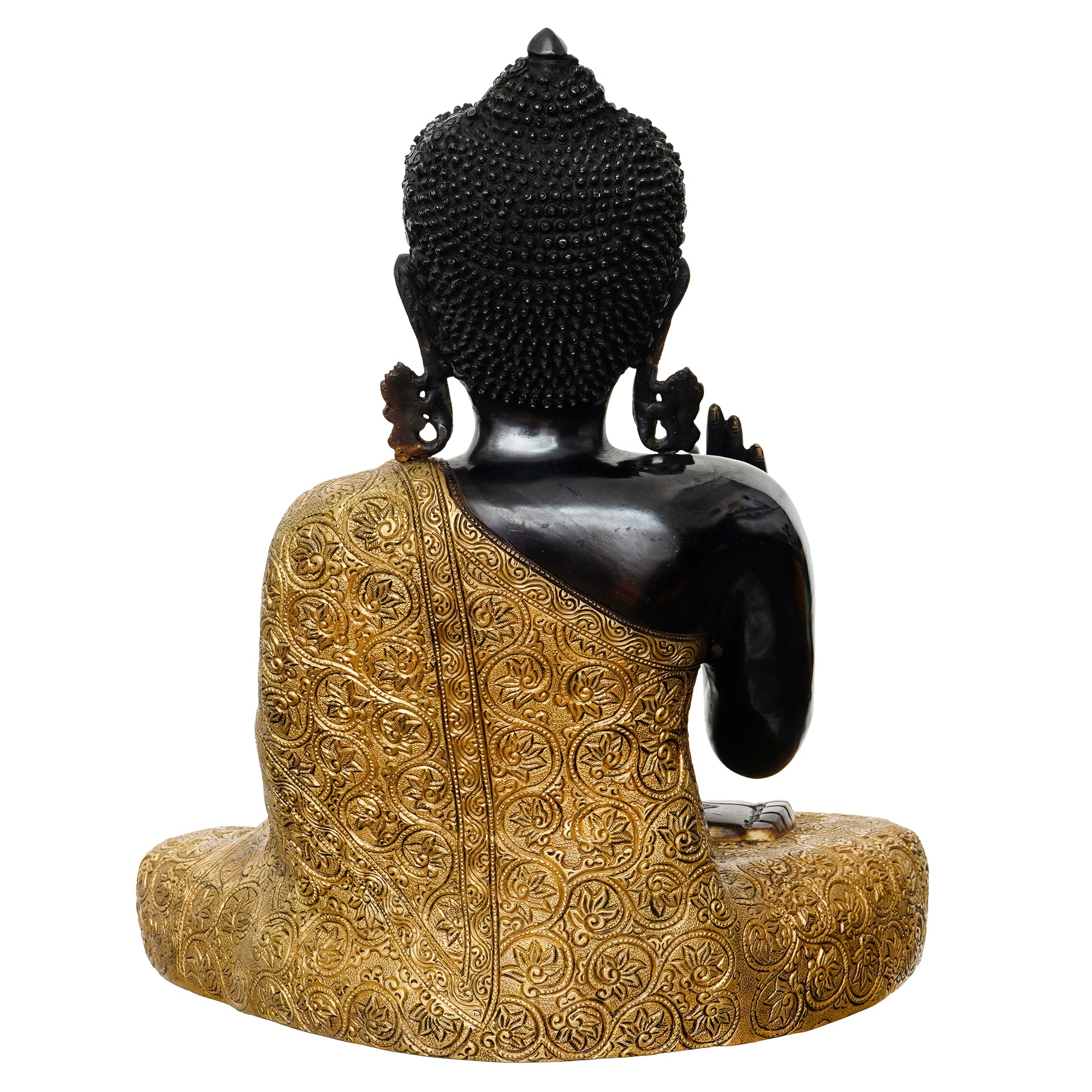Golden and Black Brass Handcrafted Peaceful Meditating Lord Buddha Statue 6