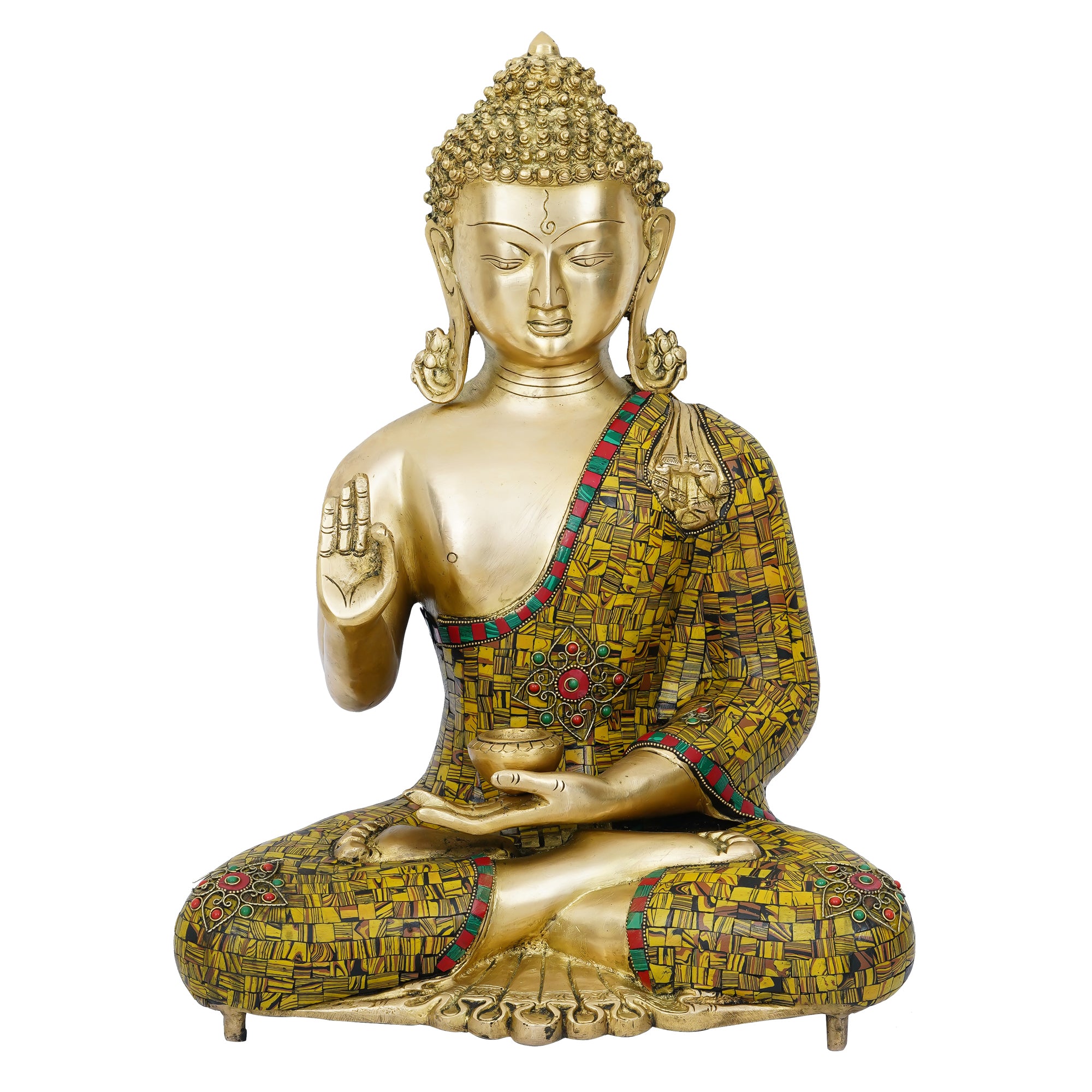 Brass Golden Decorative Handcrafted Meditating Lord Buddha Statue 2