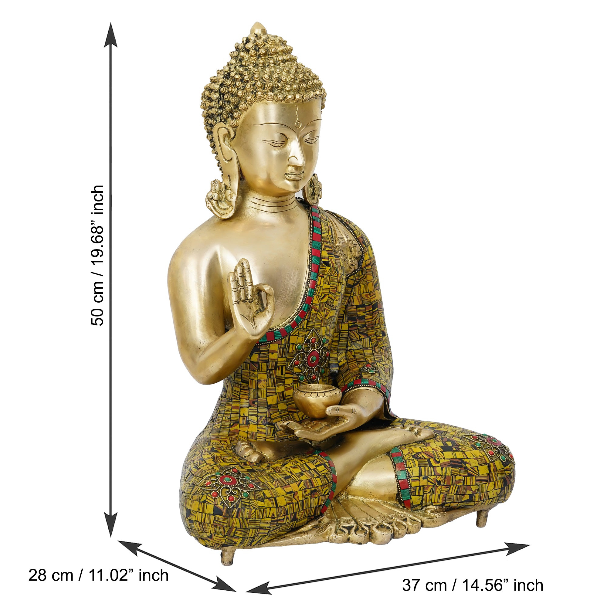 Brass Golden Decorative Handcrafted Meditating Lord Buddha Statue 3