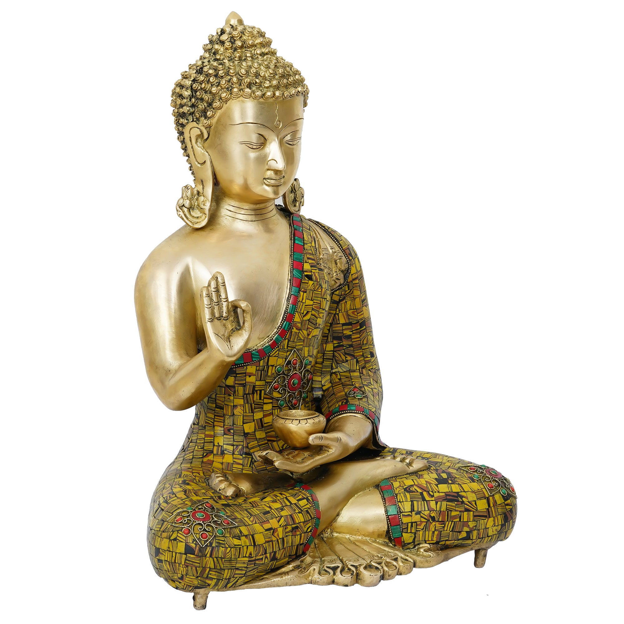 Brass Golden Decorative Handcrafted Meditating Lord Buddha Statue 4
