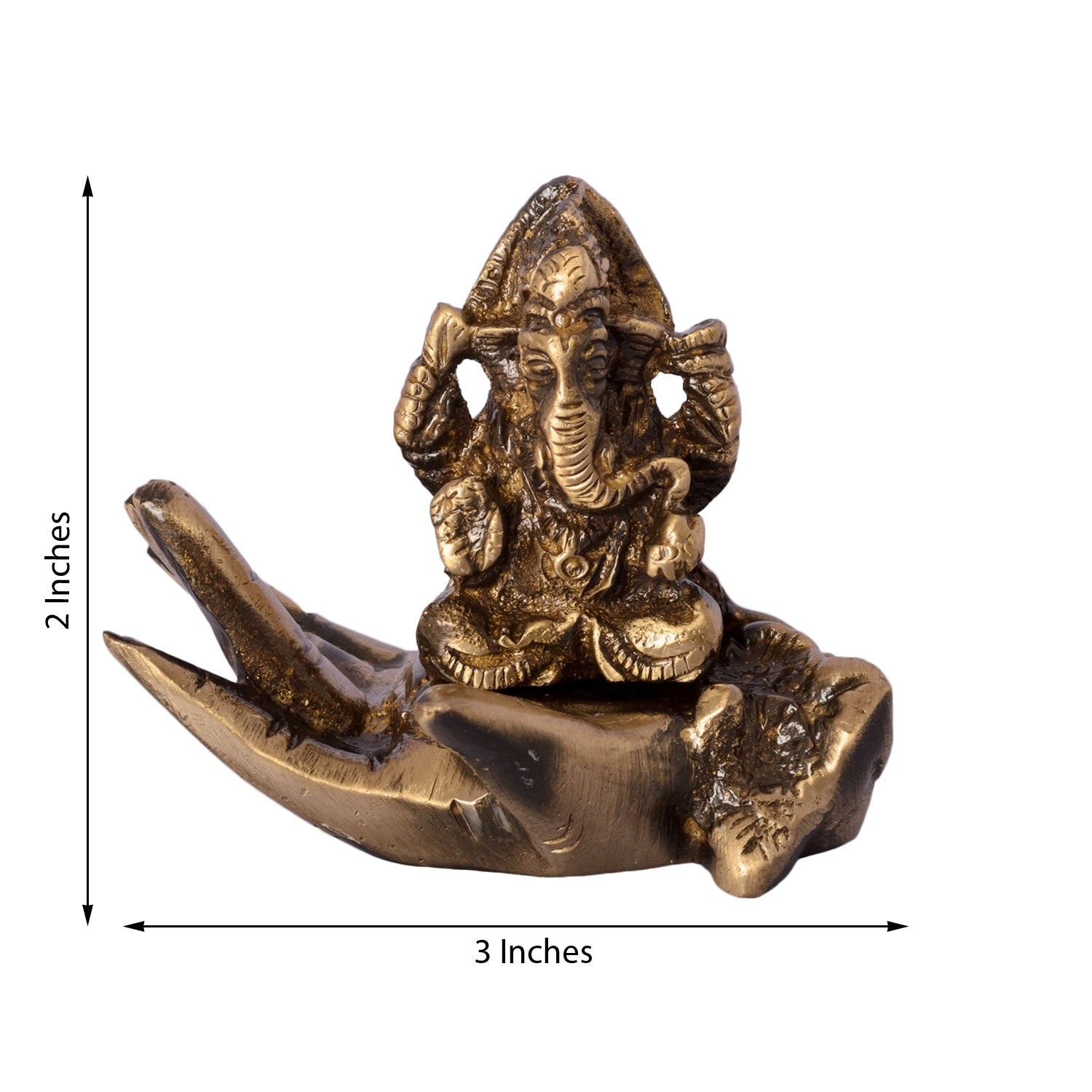 Golden Brass Lord Ganesha Idol On Palm 2
