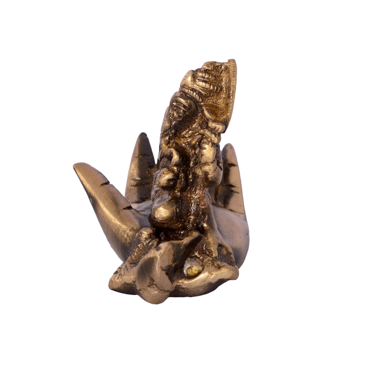 Golden Brass Lord Ganesha Idol On Palm 3