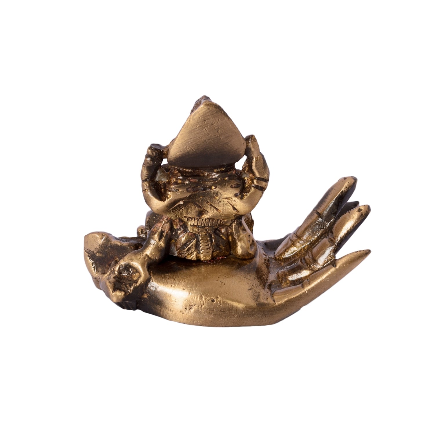 Golden Brass Lord Ganesha Idol On Palm 4