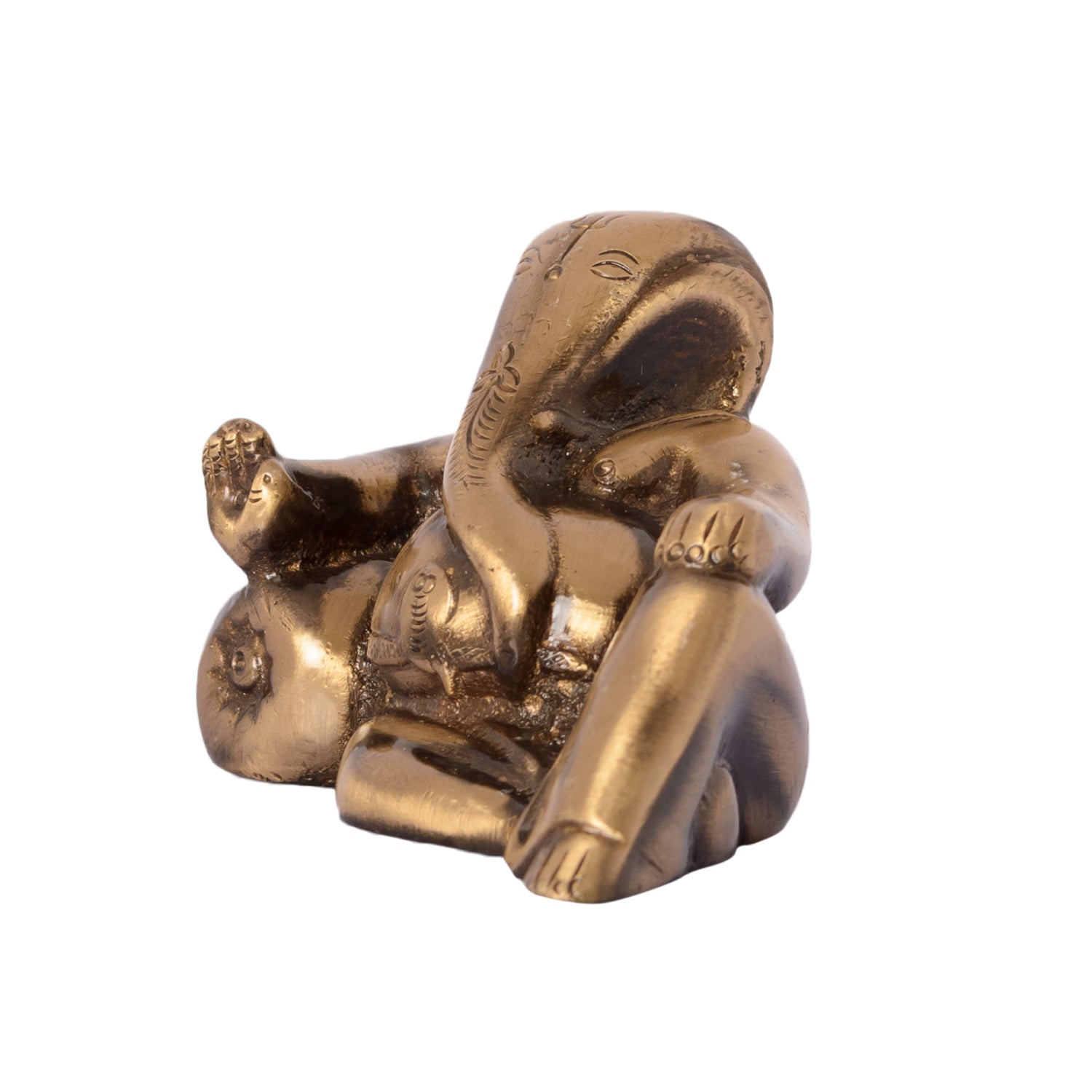 Golden Brass Lord Ganesha Idol With Masand 3