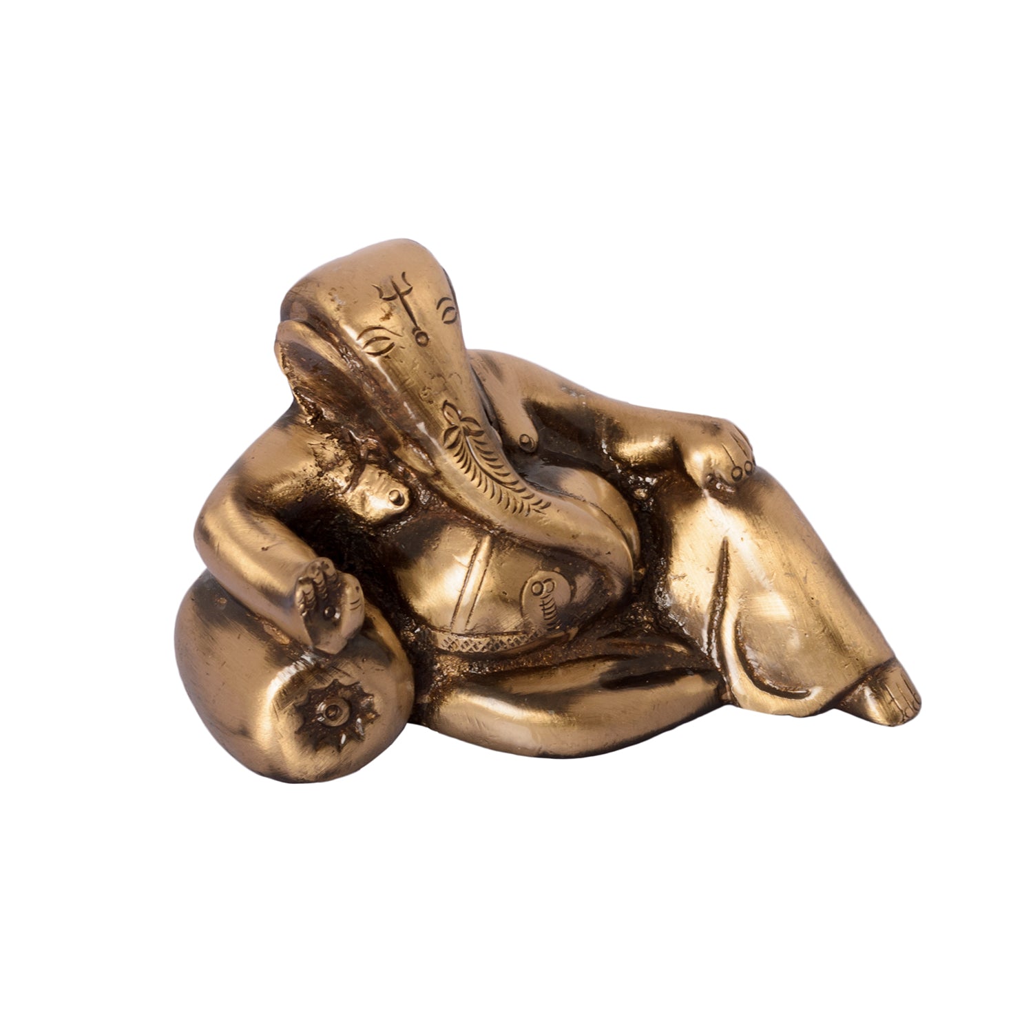 Golden Brass Lord Ganesha Idol With Masand 4