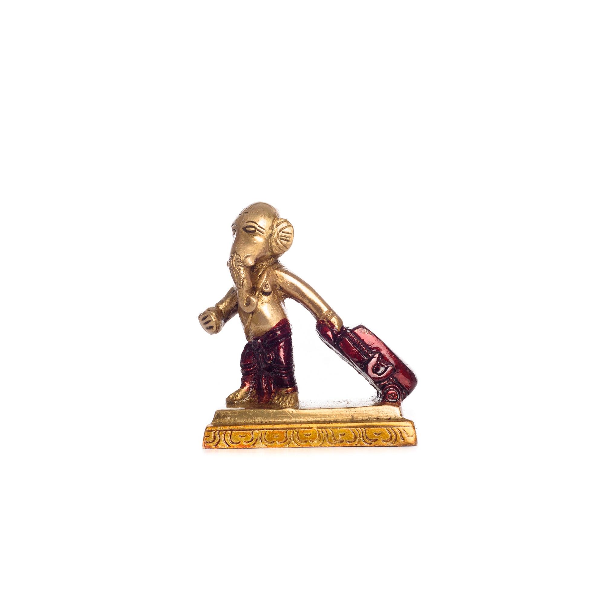 Golden and Brown Brass Ganesha Idol Carrying Happiness Around The World Showpiece 2
