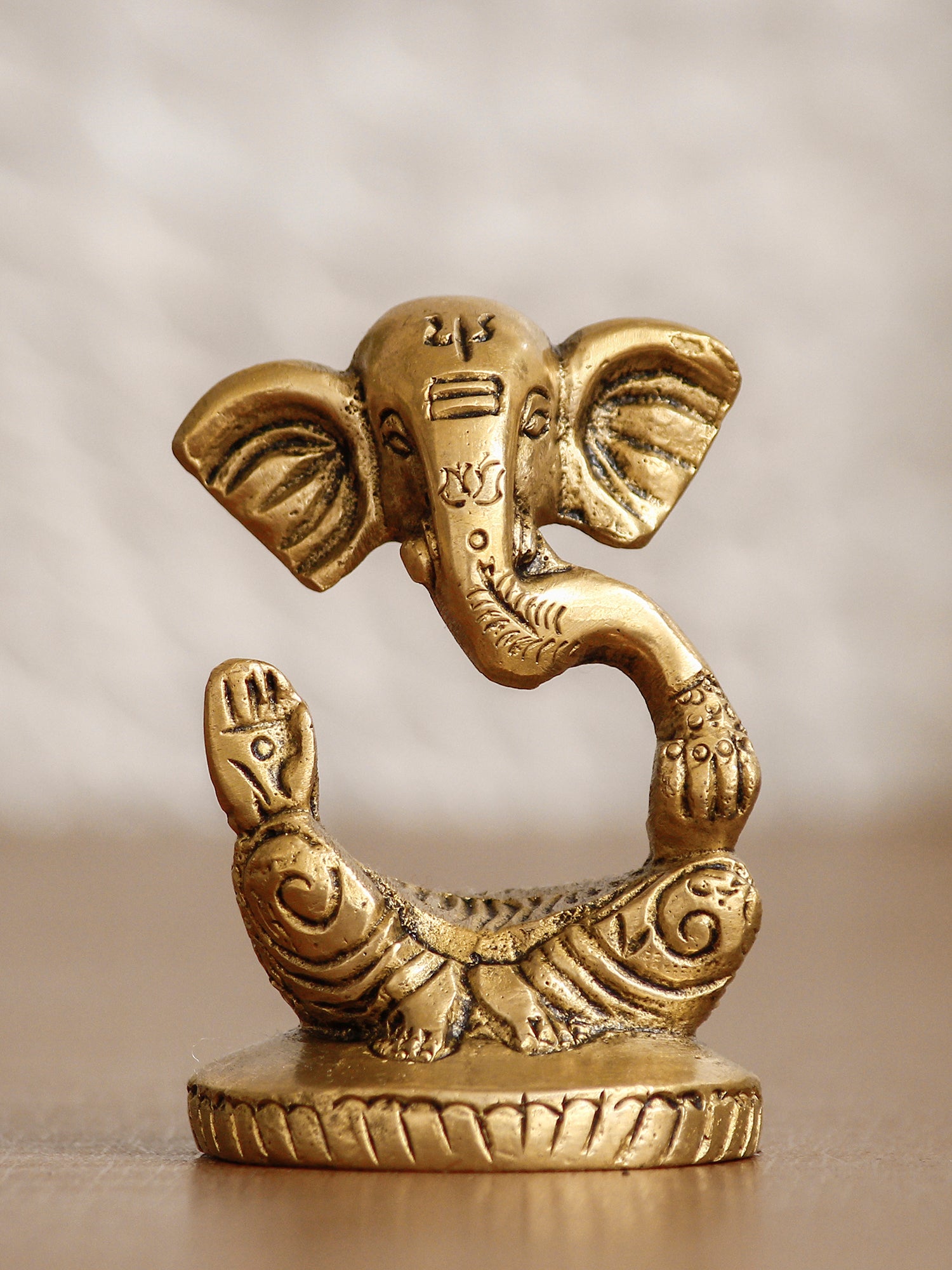 Golden Brass Meditating Lord Ganesha Idol decorative statue