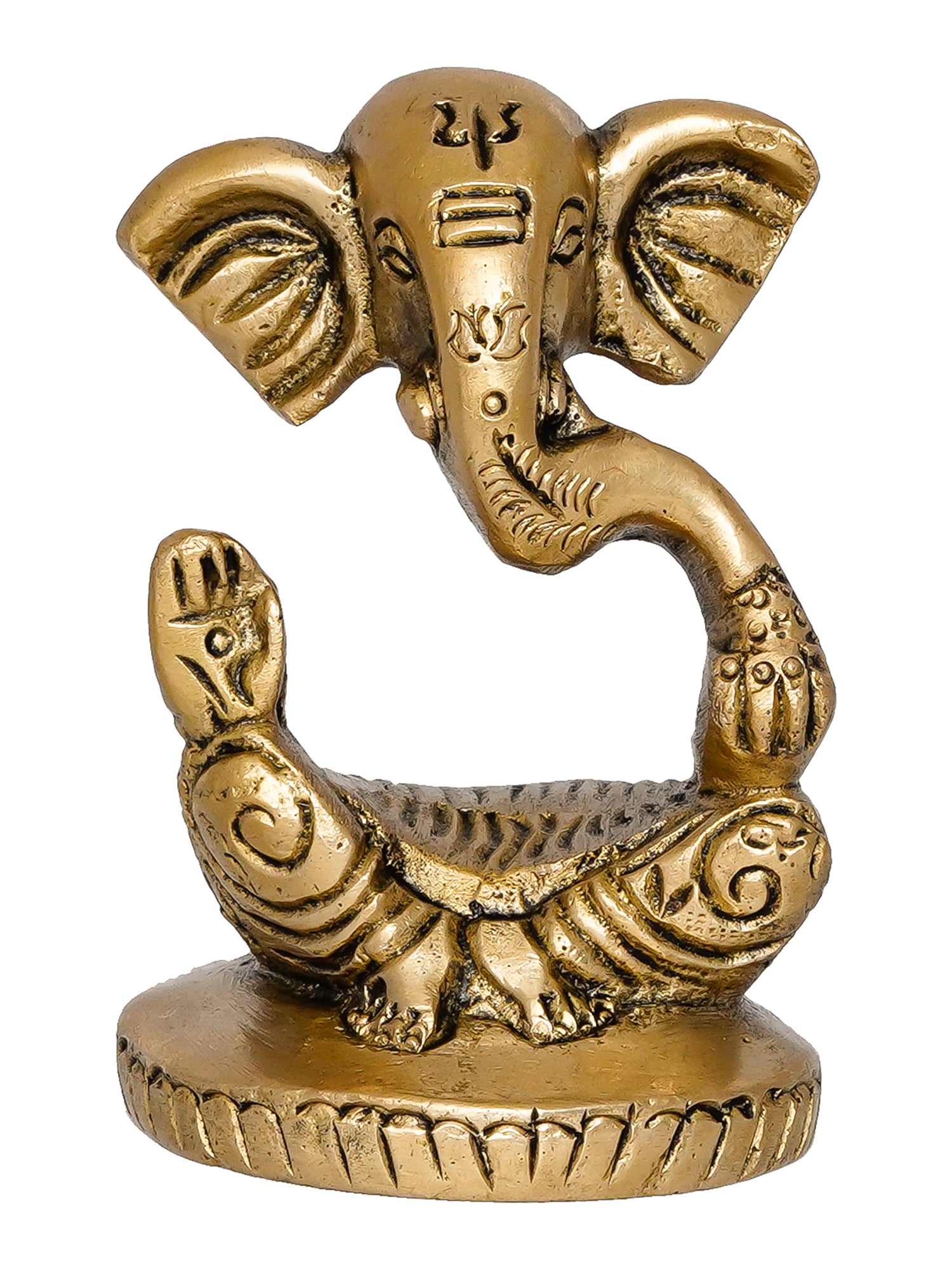 Golden Brass Meditating Lord Ganesha Idol decorative statue 2