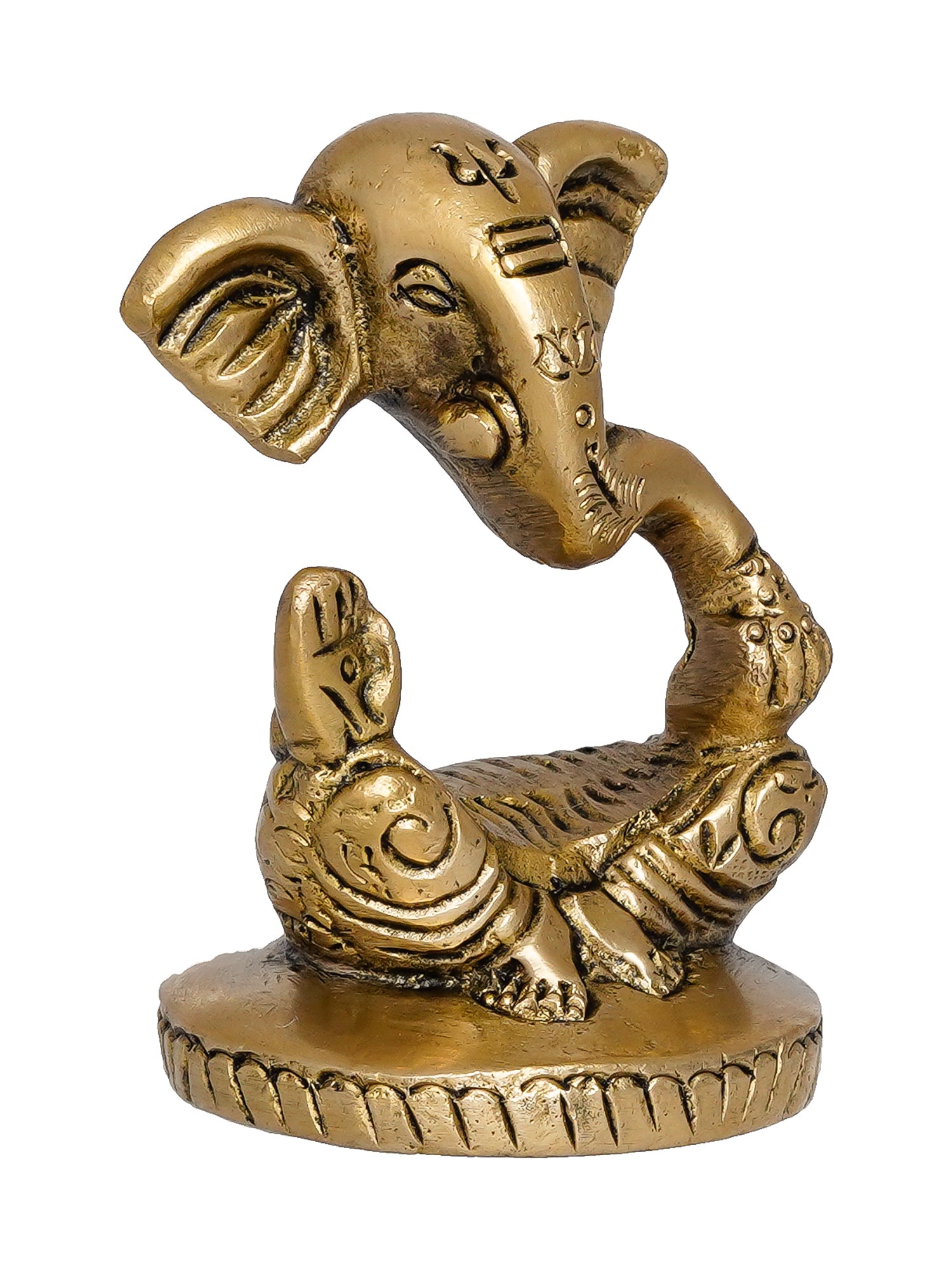 Golden Brass Meditating Lord Ganesha Idol decorative statue 4