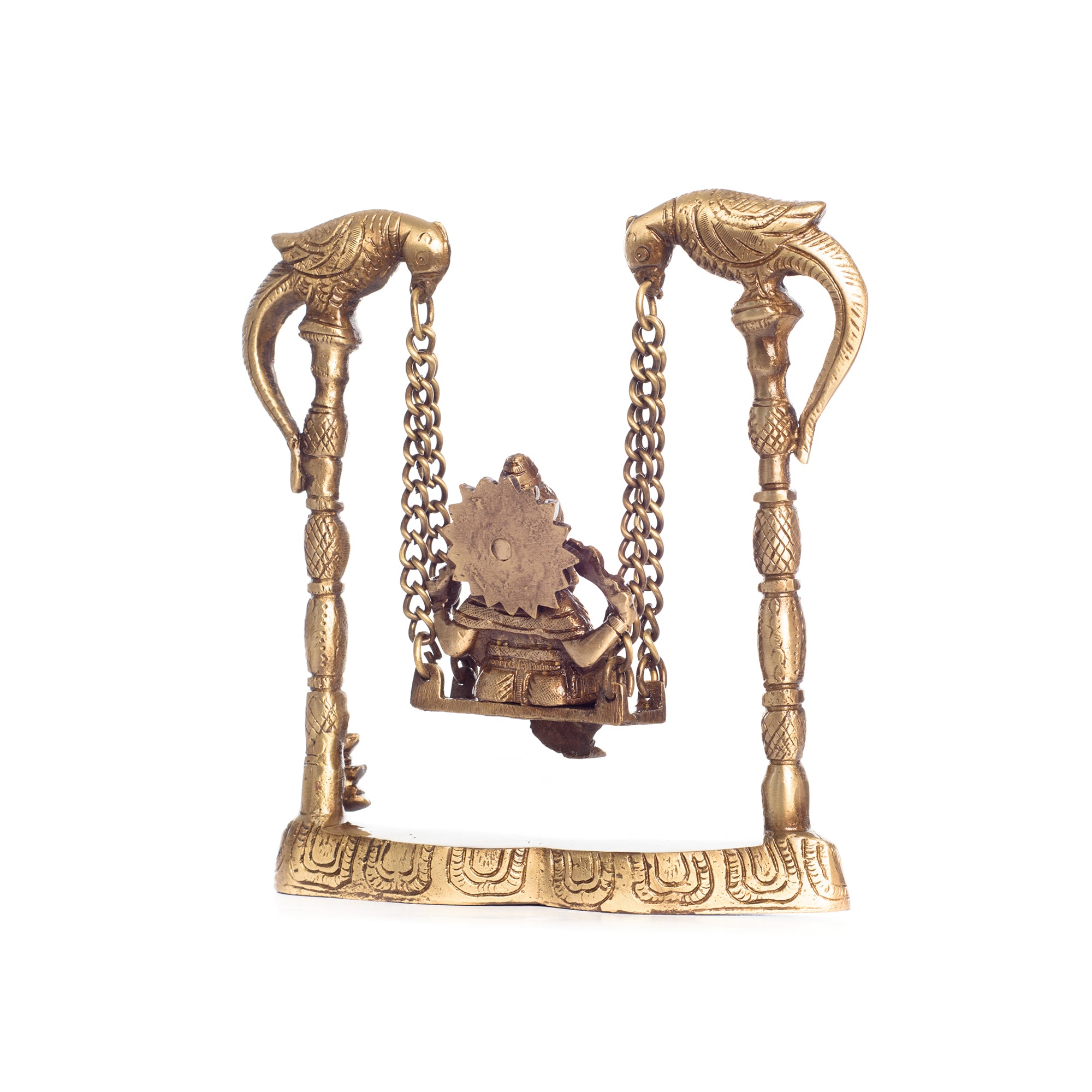 Gold Brass Lord Ganesha on parrot Swing (Jhoola) 5