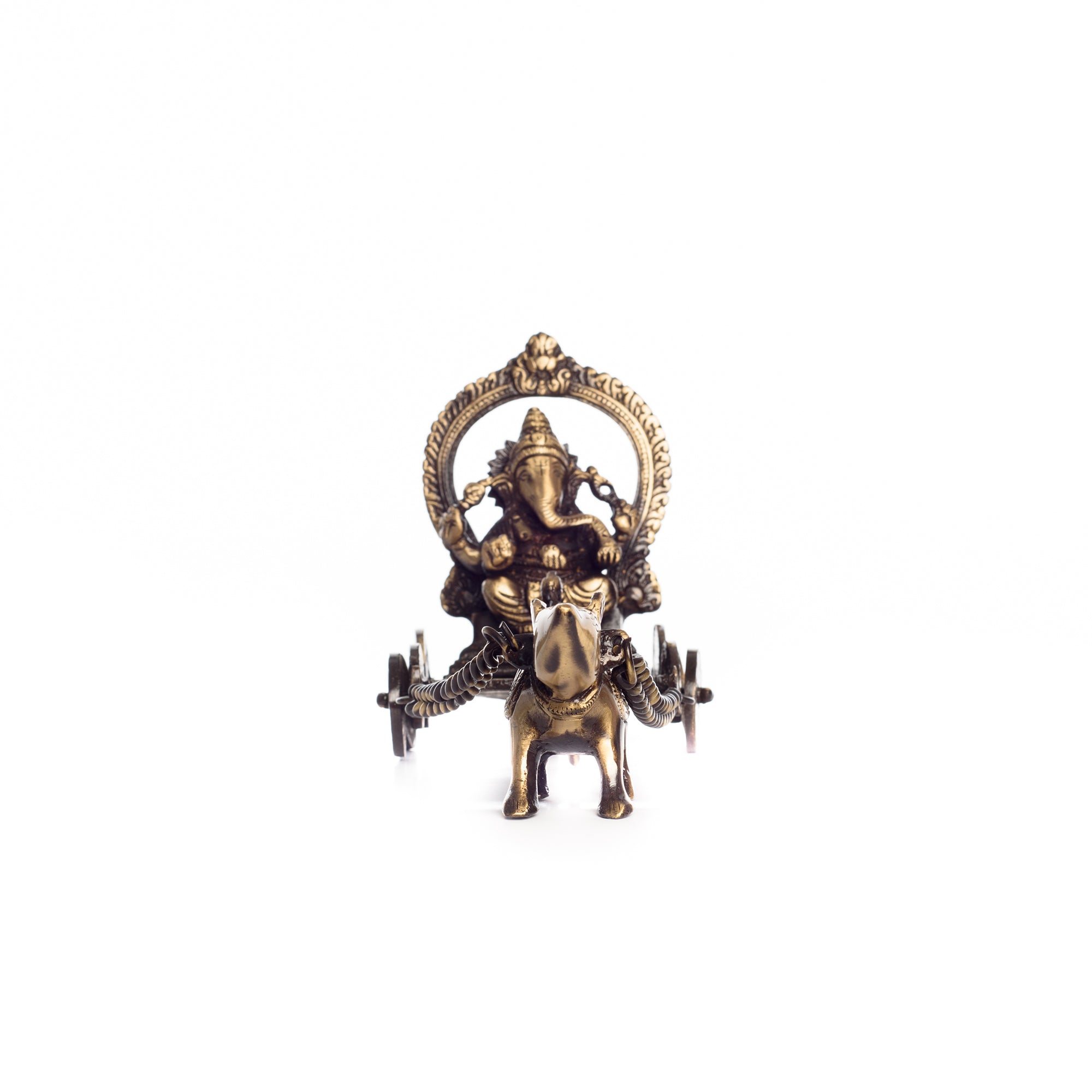 Brown Brass Lord Ganesha Savari On Rat Showpiece 5