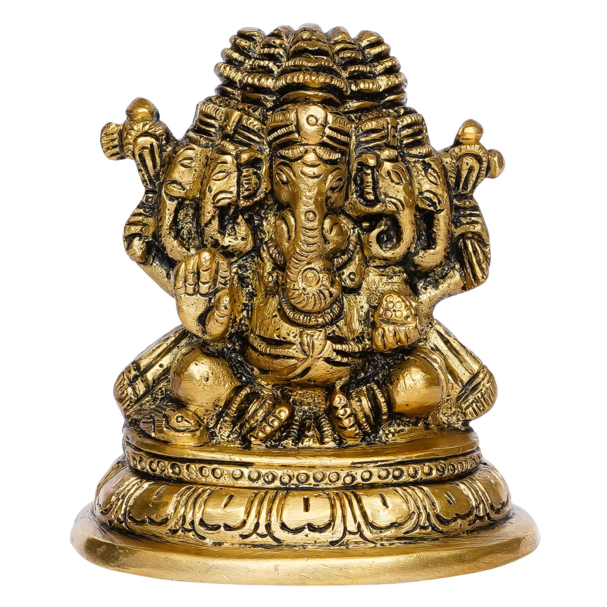 Handicrafted 5 Face Brass Lord Ganesha Idol 2