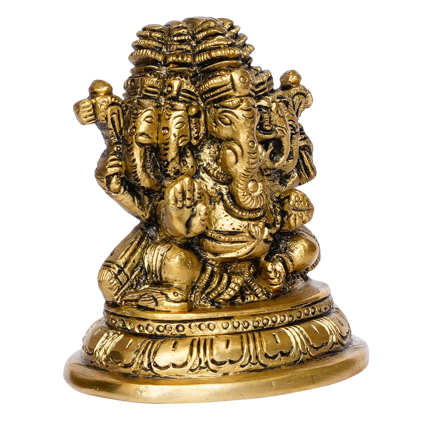 Handicrafted 5 Face Brass Lord Ganesha Idol 4