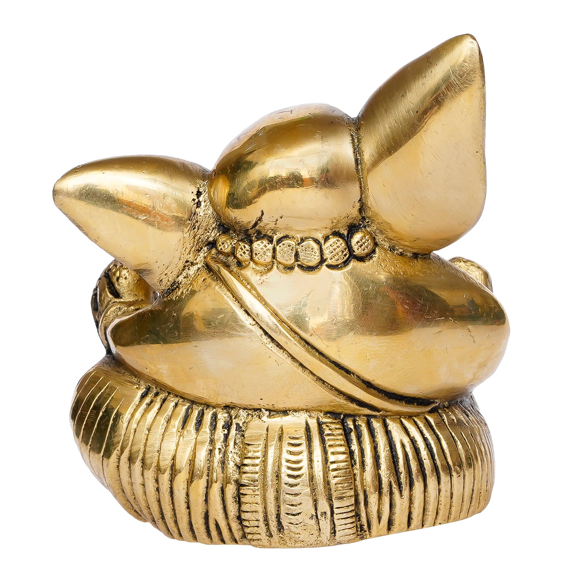 Golden Brass Blessing Lord Ganesha Idol With Modak 6