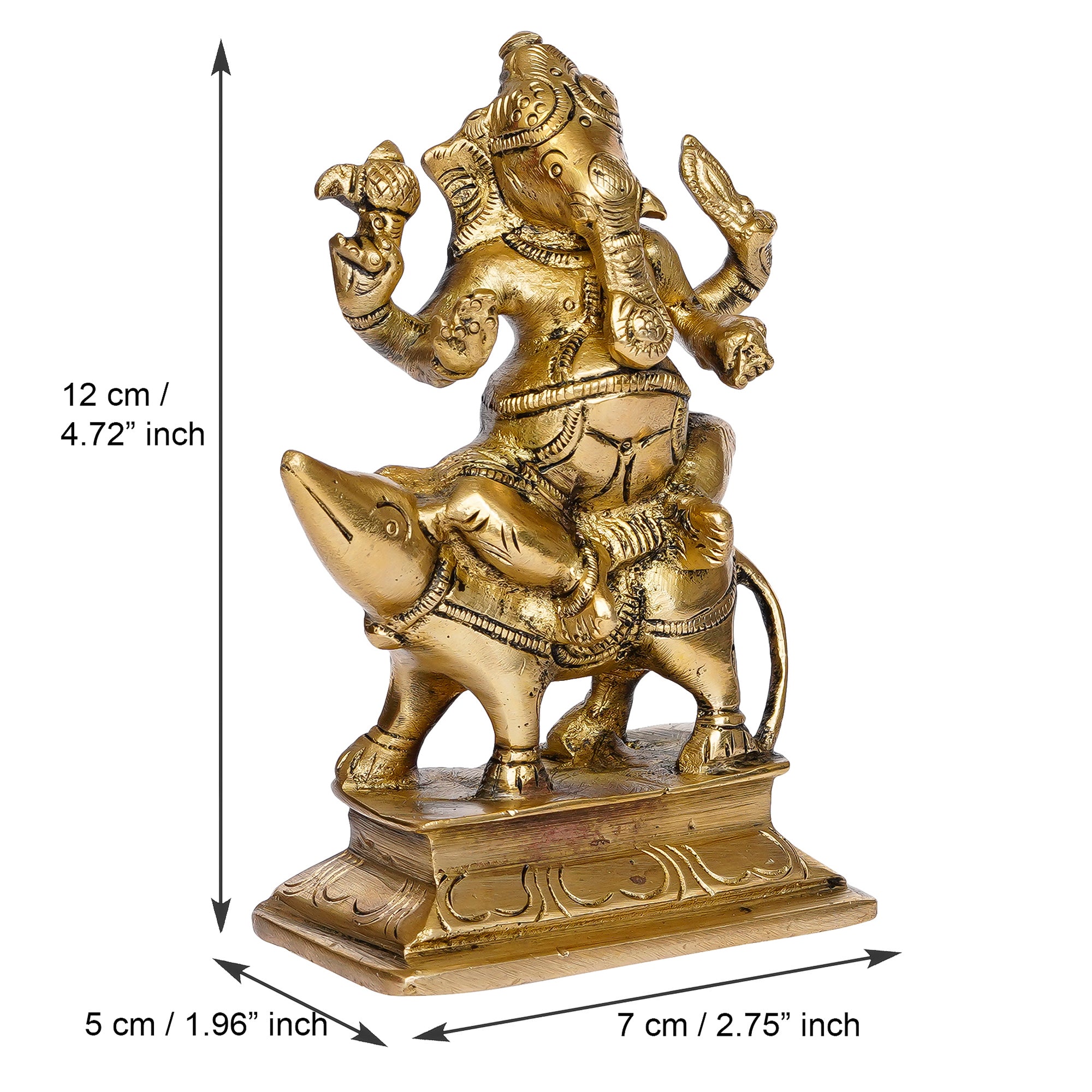 Lord Ganesha sitting on Mushak Brass Handcrafted Idol 3