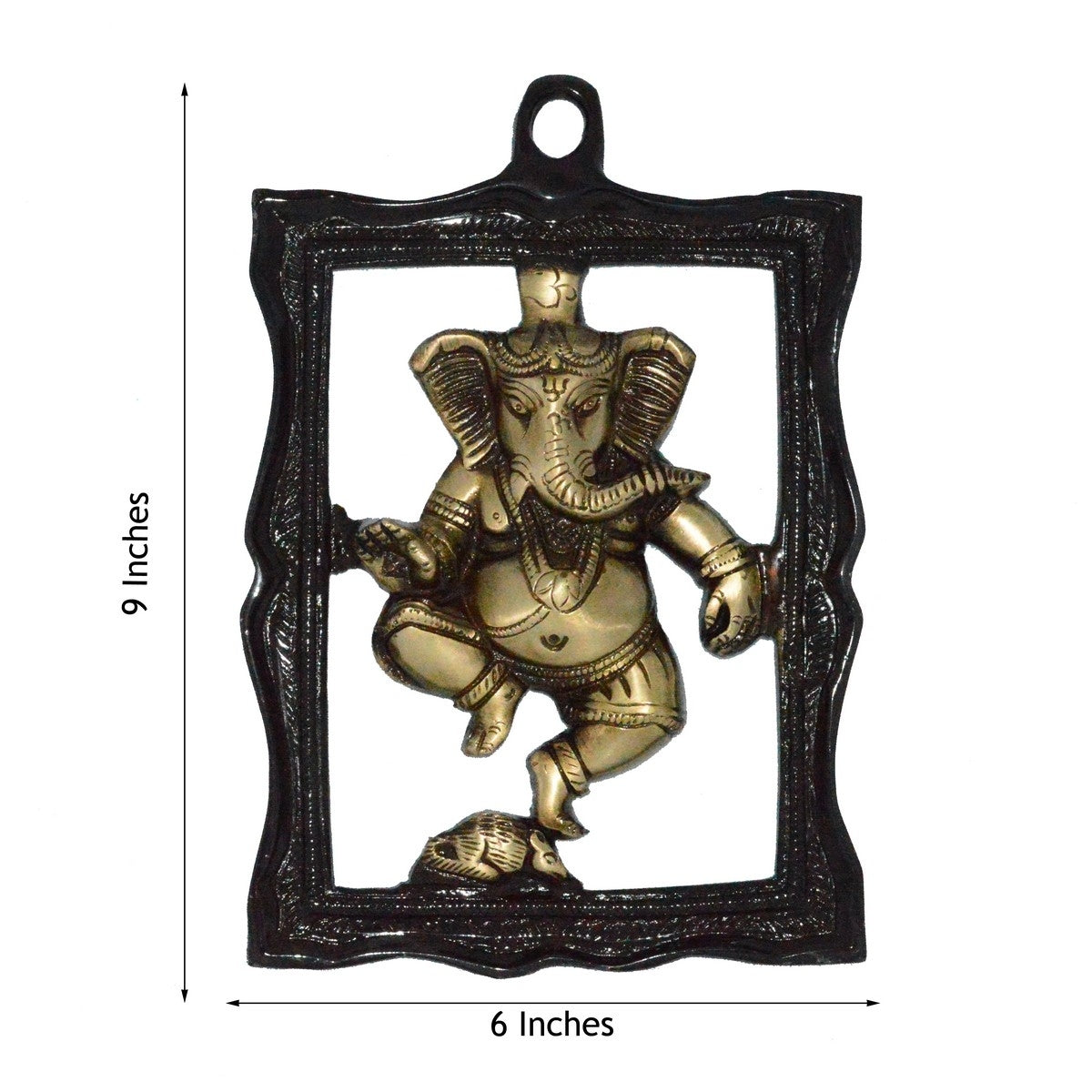 Lord Ganesha Idol In Frame Brass Wall Hanging 1