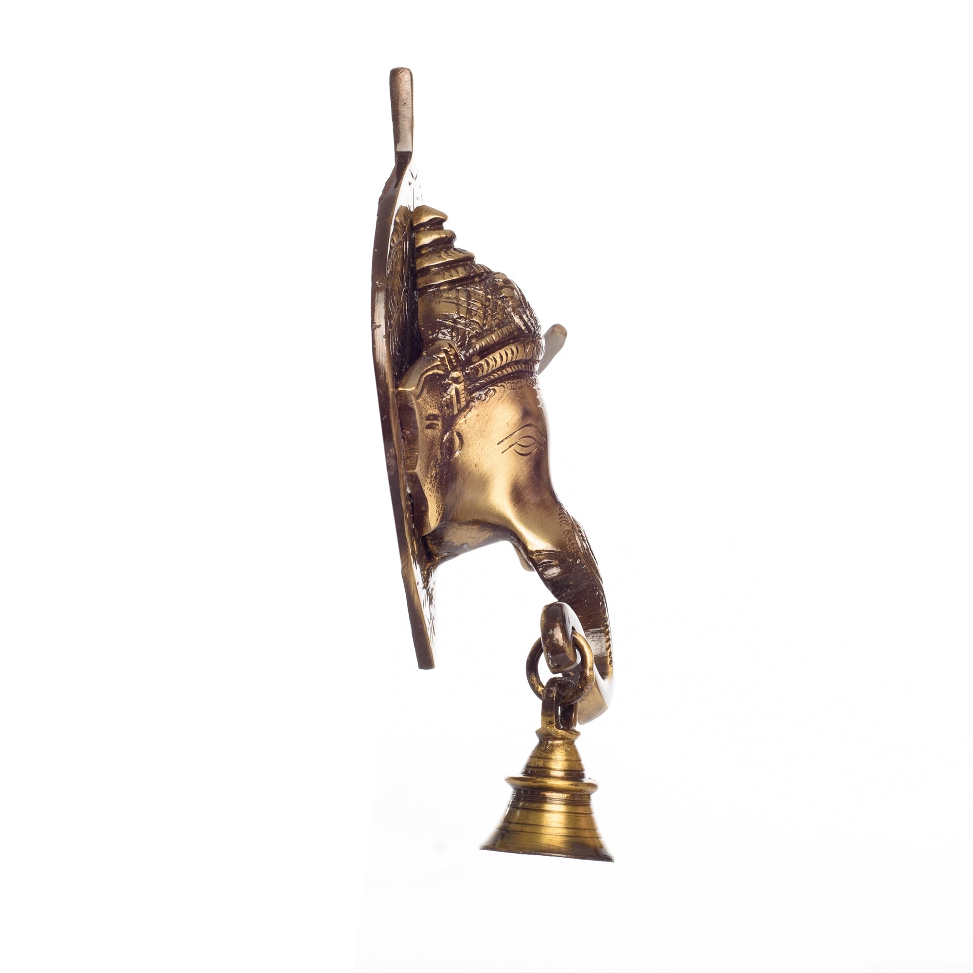 Brass Lord Ganesh Face Wall Hanging With Bell 4