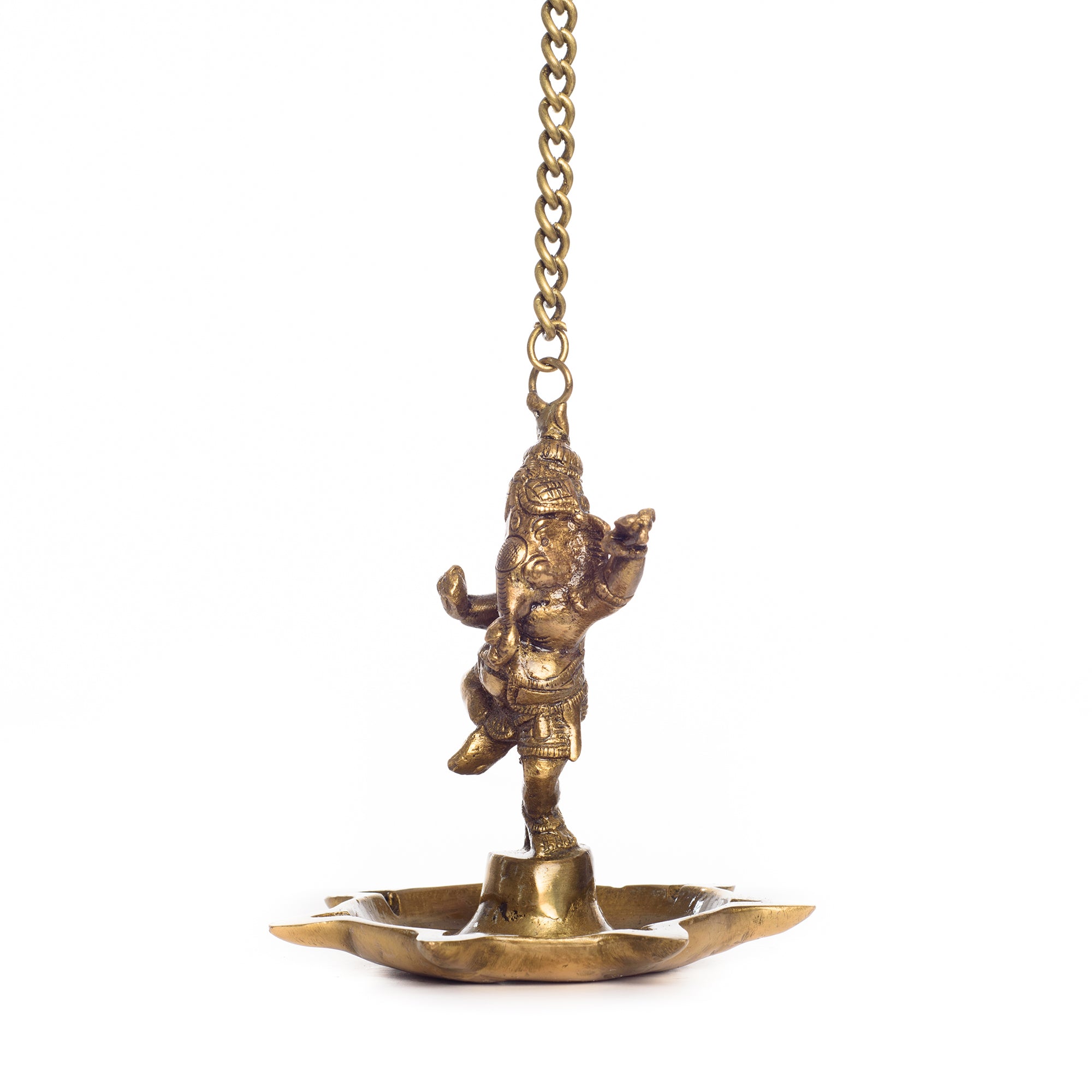 Dancing Ganesha Idol Hanging 7 Oil Wick Brass Diya 3