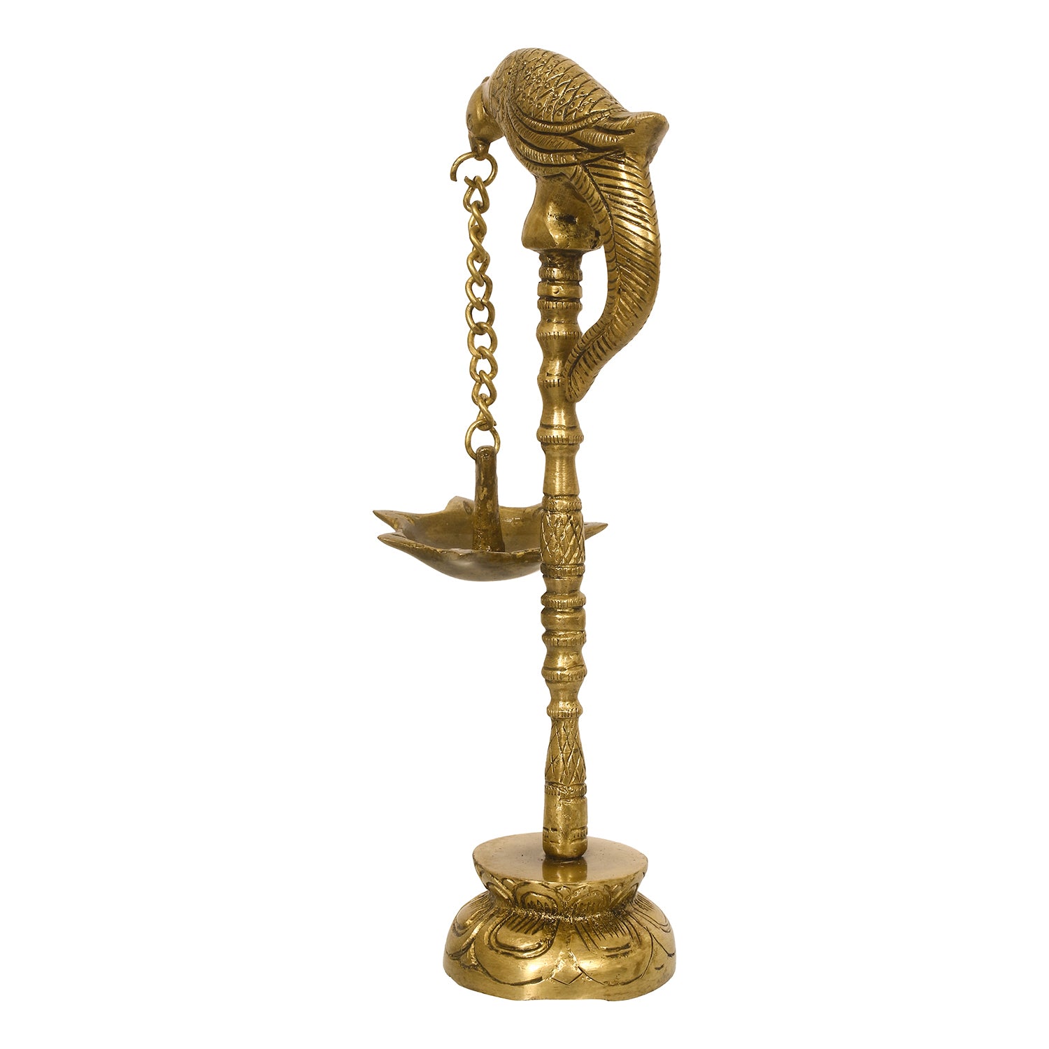 Golden Decorative Handcrafted Parrot Showpiece Brass Diya Stand with 7 wicks 5