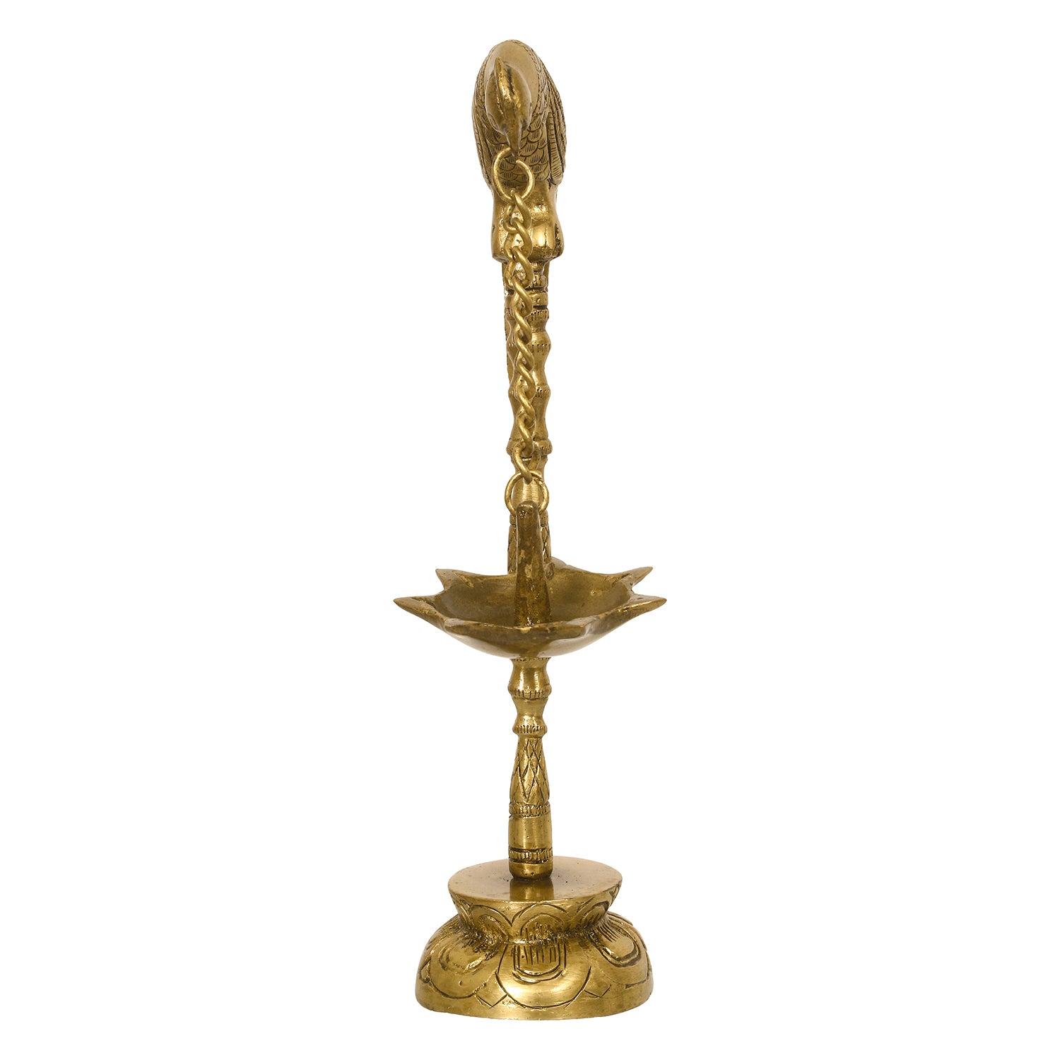 Golden Decorative Handcrafted Parrot Showpiece Brass Diya Stand with 7 wicks 6
