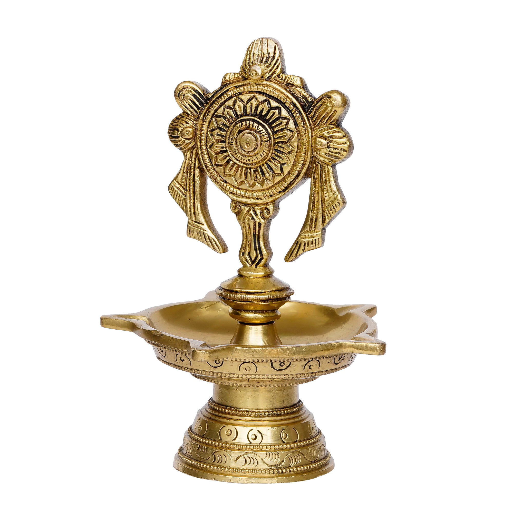 Chakra Handcrafted Brass Diya with 5 wicks 4