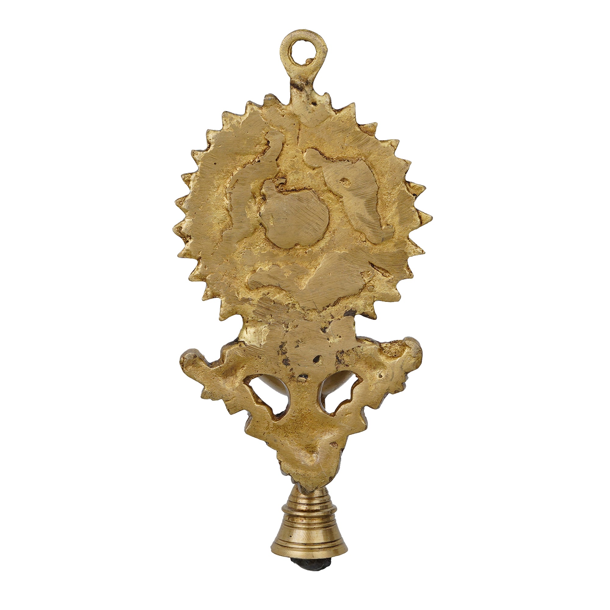 Golden Decorative Handcrafted Brass Wall Hanging Diya with Bell 5