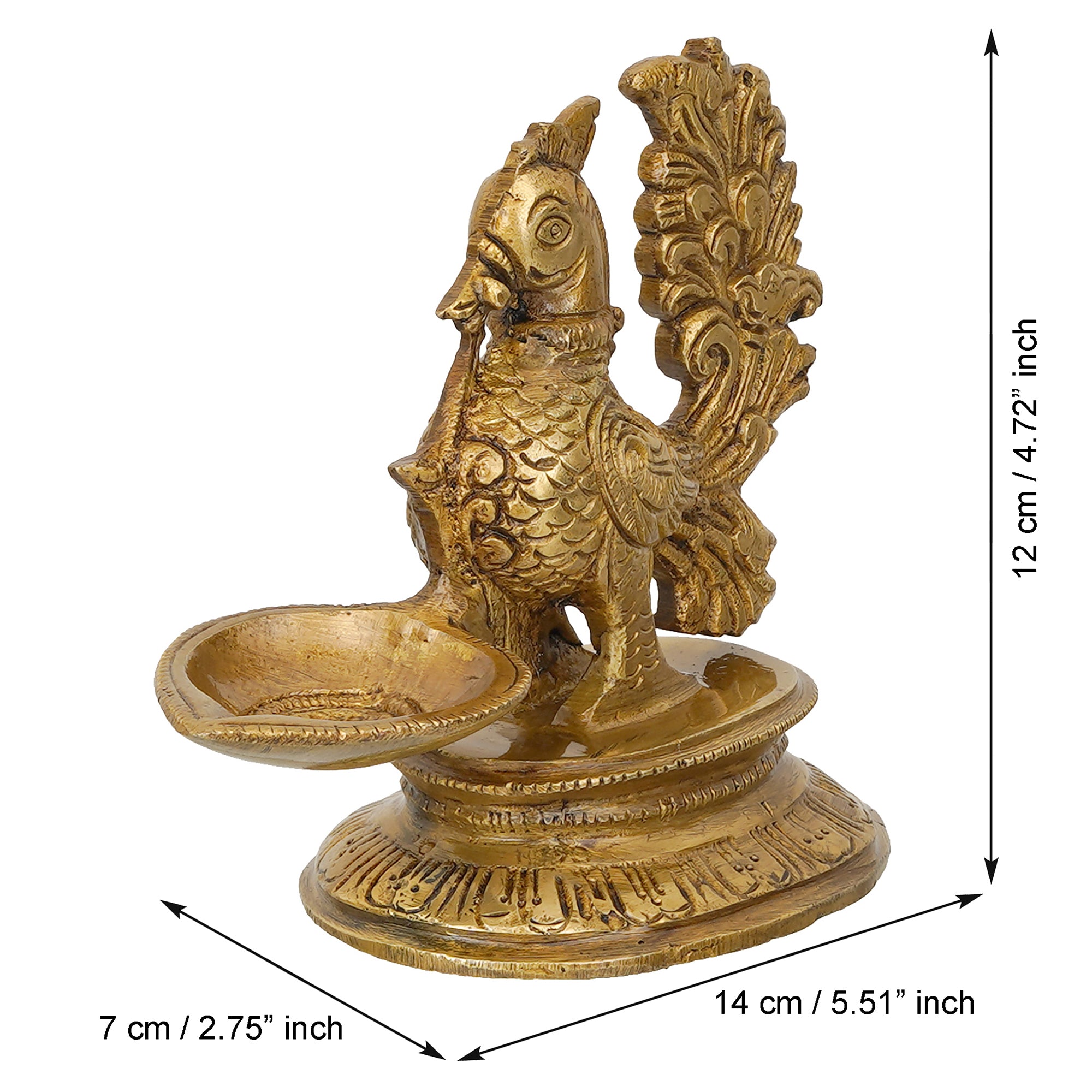 Golden Decorative Handcrafted Peacock Brass Diya Stand 3