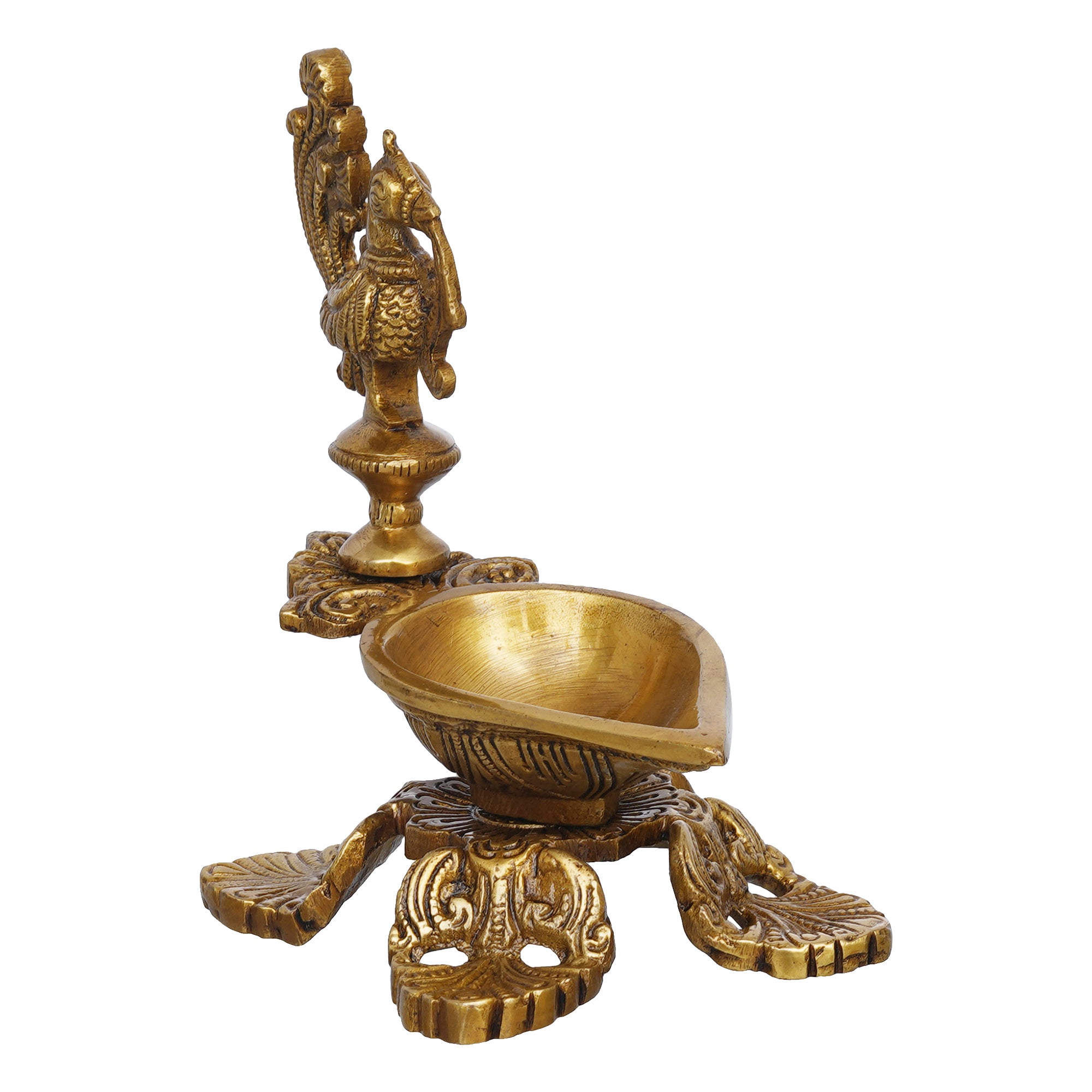 eCraftIndia Ethnic Peacock Design Brass Diya Deepak Lamp 2