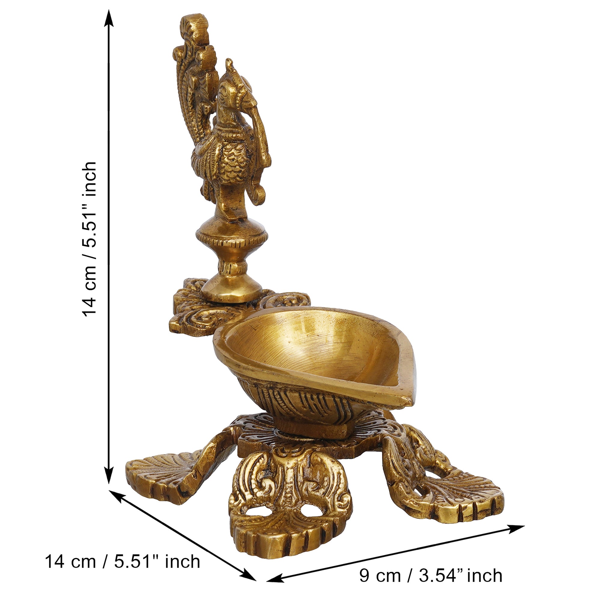eCraftIndia Ethnic Peacock Design Brass Diya Deepak Lamp 3