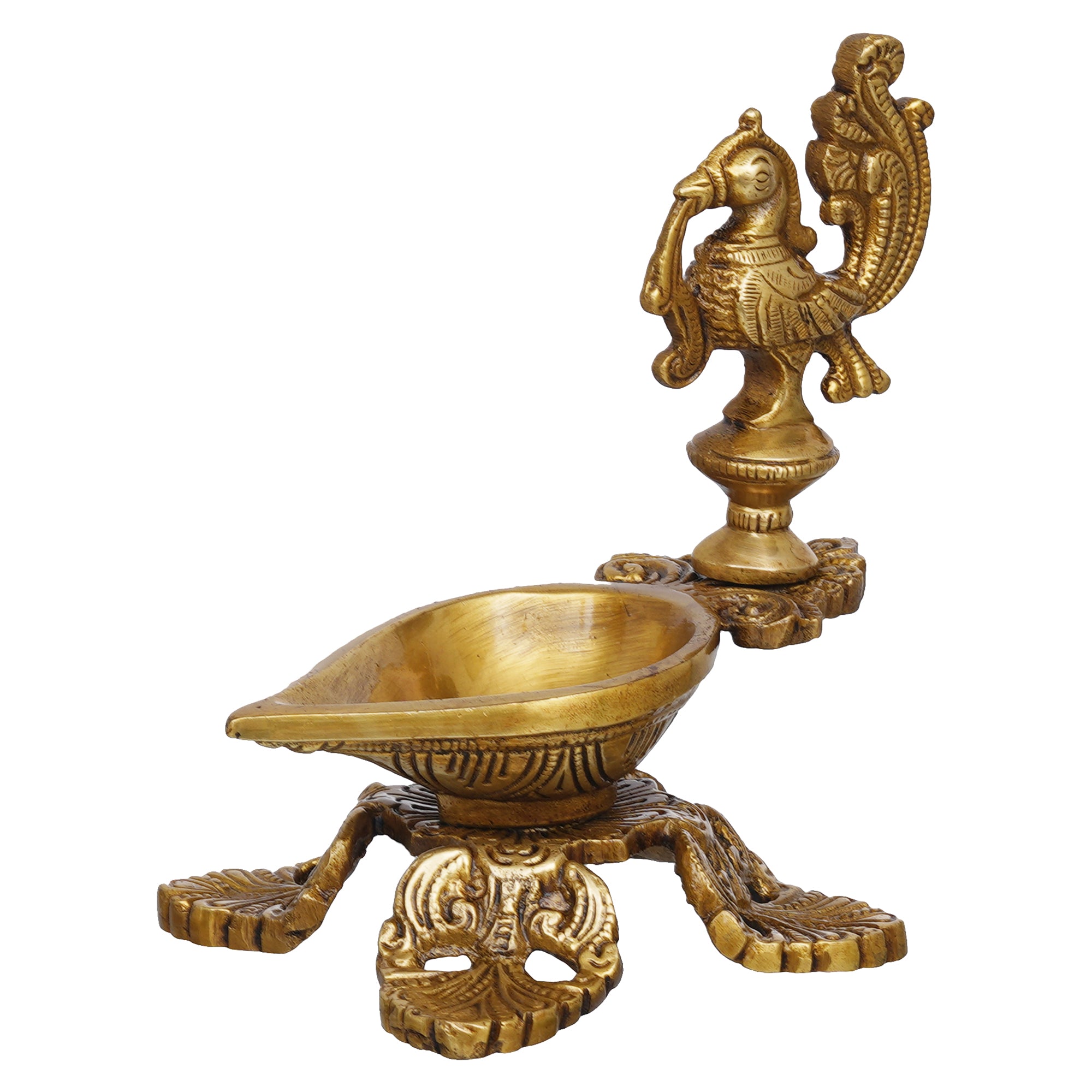 eCraftIndia Ethnic Peacock Design Brass Diya Deepak Lamp 6