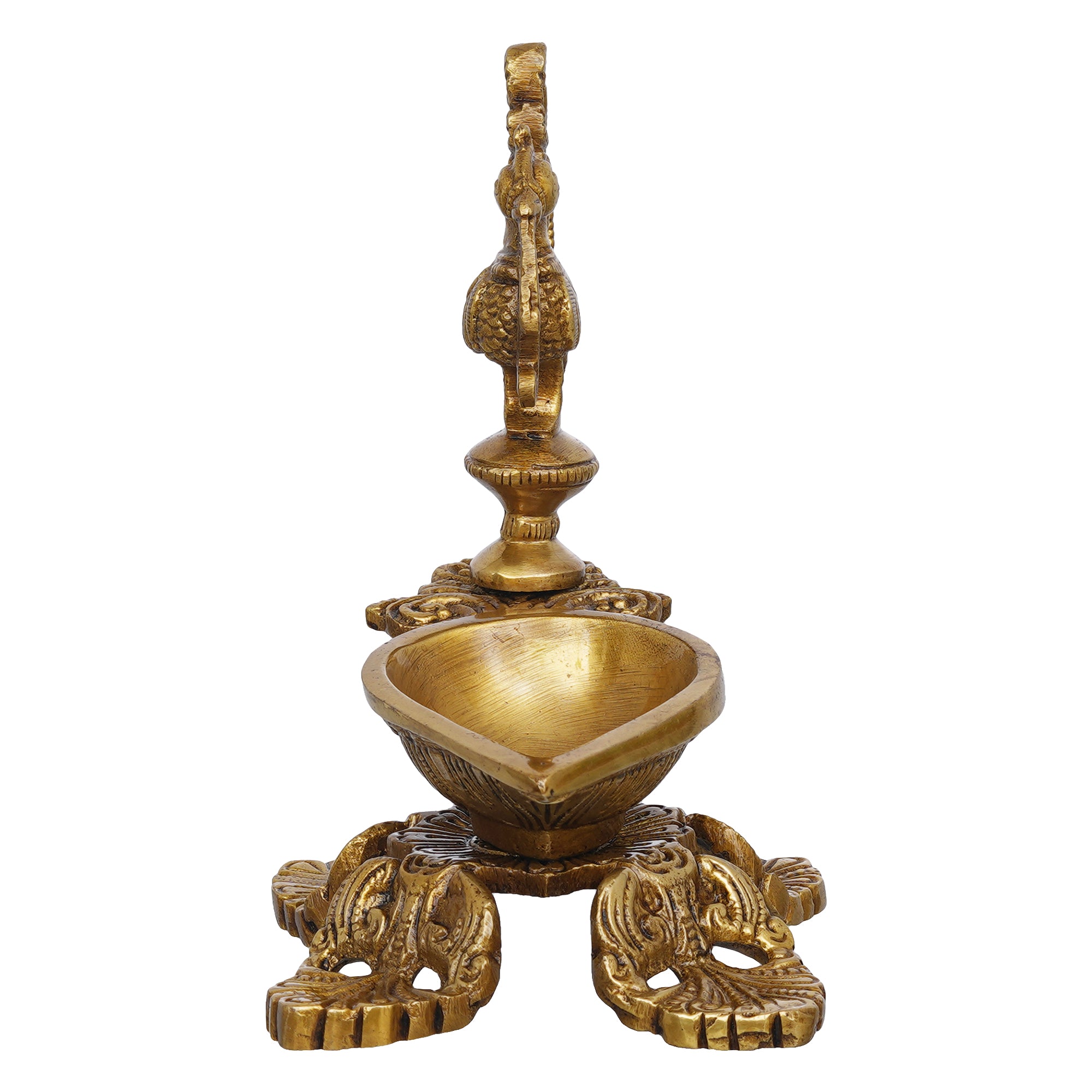 eCraftIndia Ethnic Peacock Design Brass Diya Deepak Lamp 7