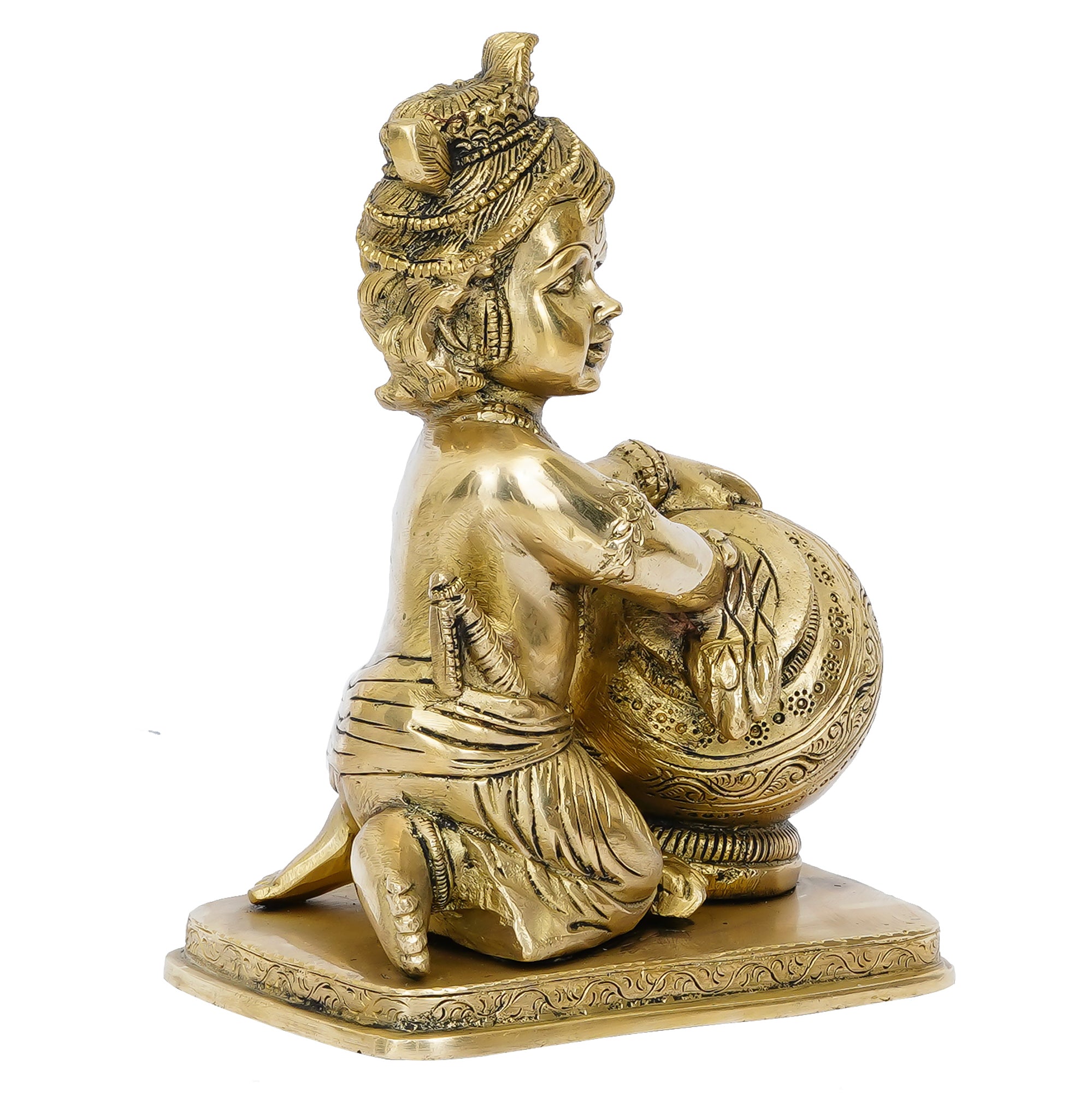 Golden Brass Bal Gopal Krishna Statue having Makhan 4