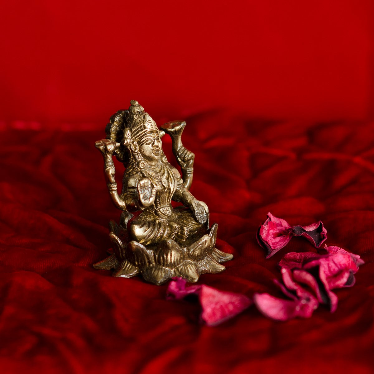 Antique Finish Brass Goddess Laxmi on Lotus 2