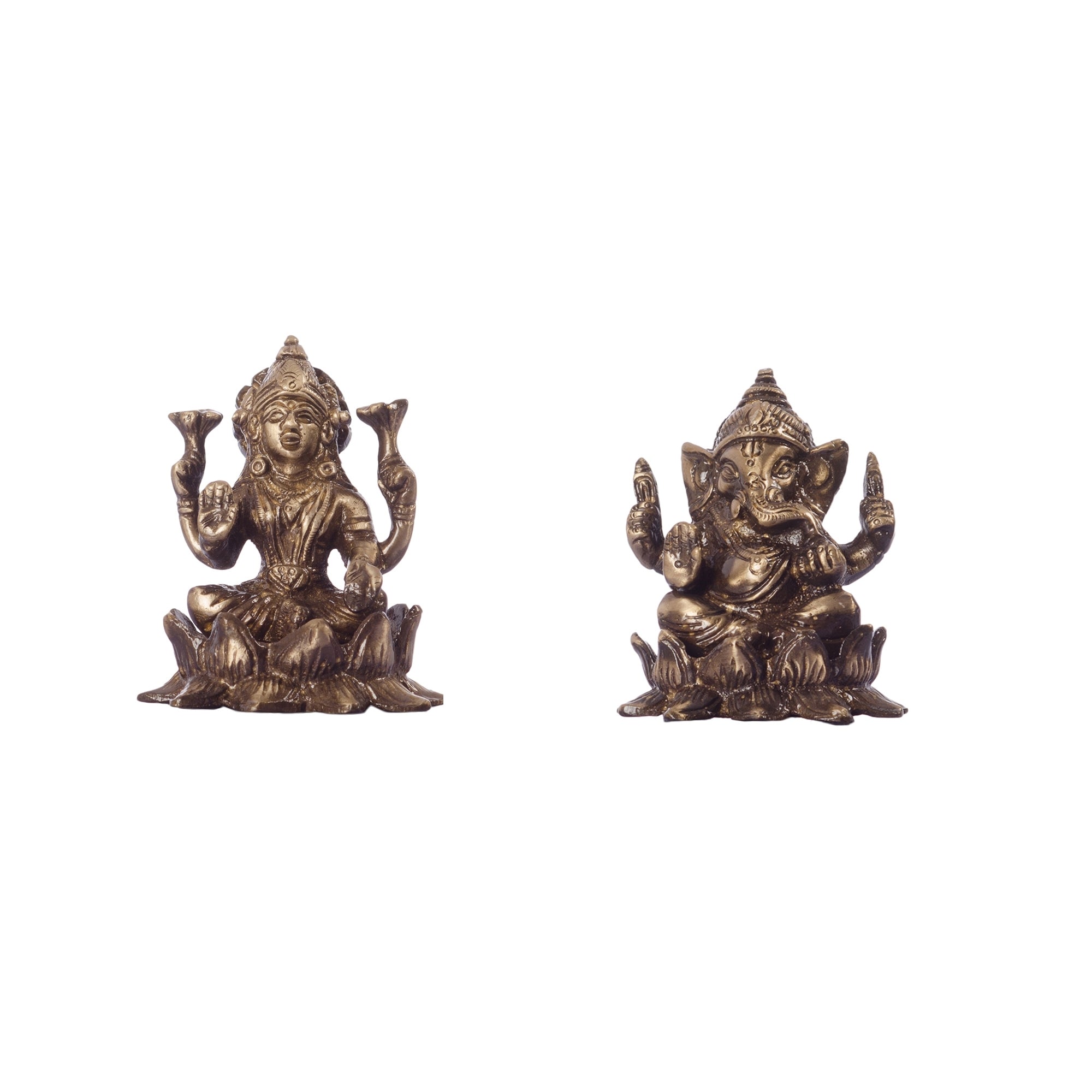 Antique Finish Brass Laxmi Ganesha on Lotus 1