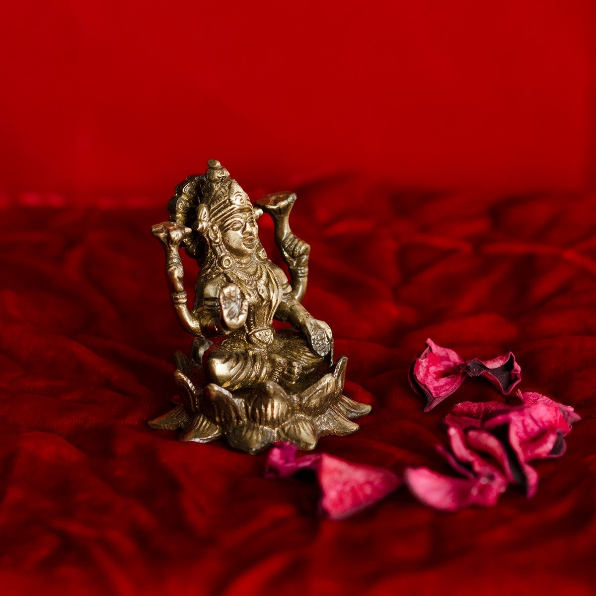 Antique Finish Brass Laxmi Ganesha on Lotus 2