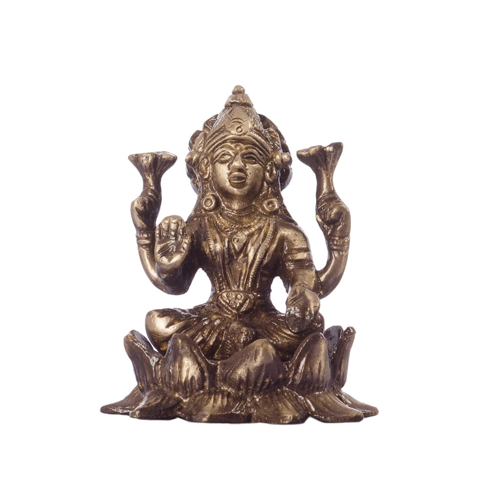 Antique Finish Brass Laxmi Ganesha on Lotus 4