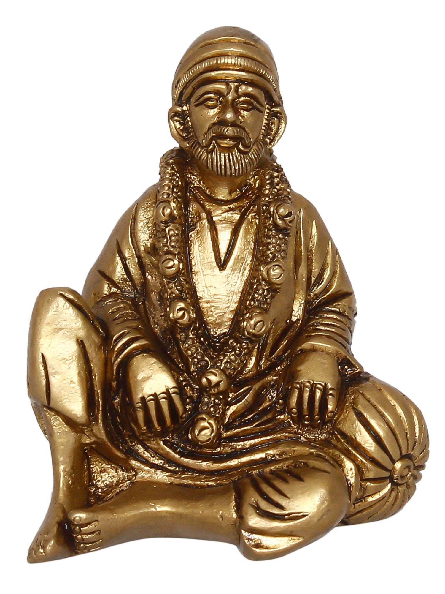 Golden Brass Handcrafted Sitting Sai Baba Idol 2