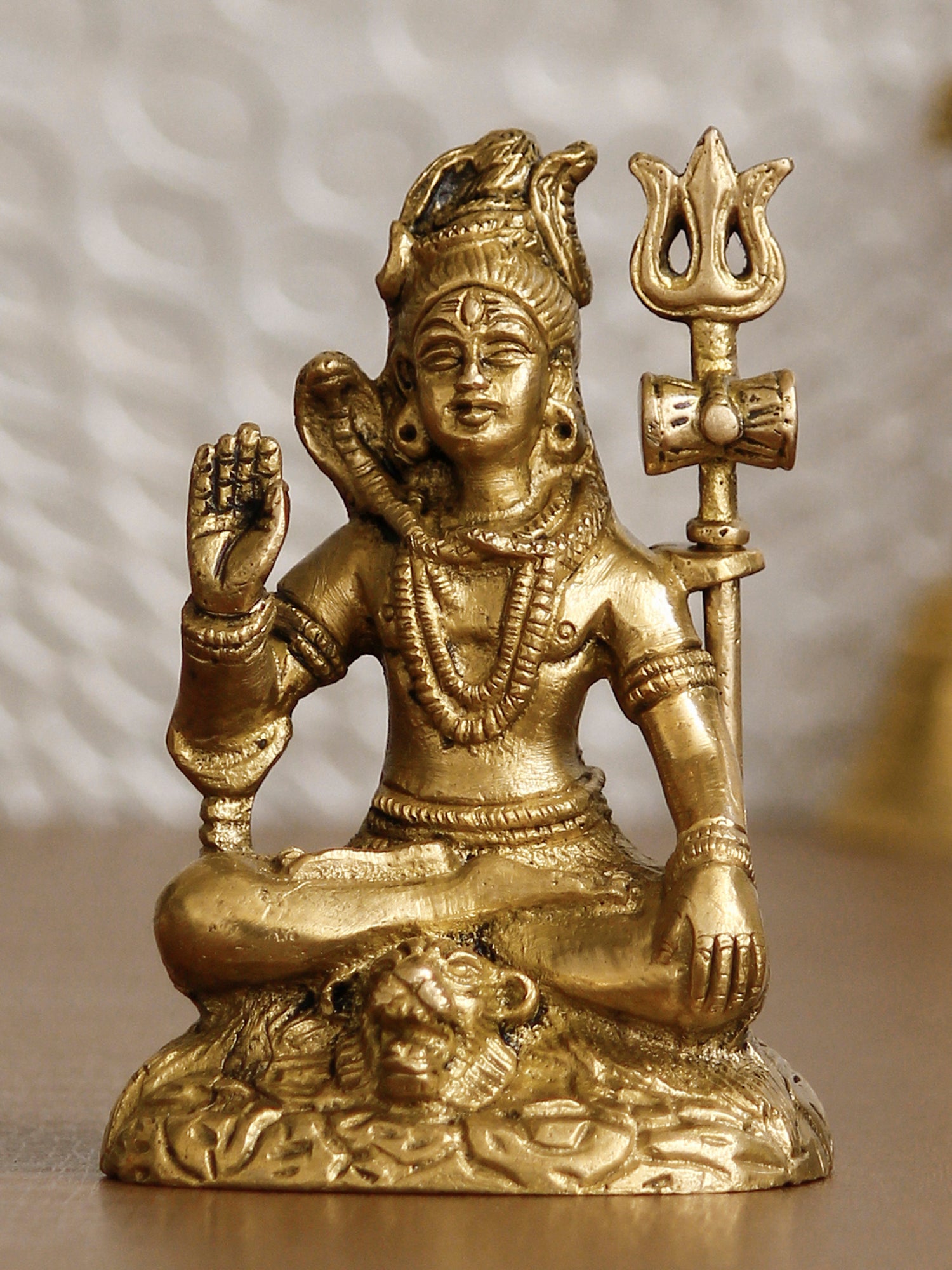 Golden Brass Handcrafted Blessing Lord Shiva Idol