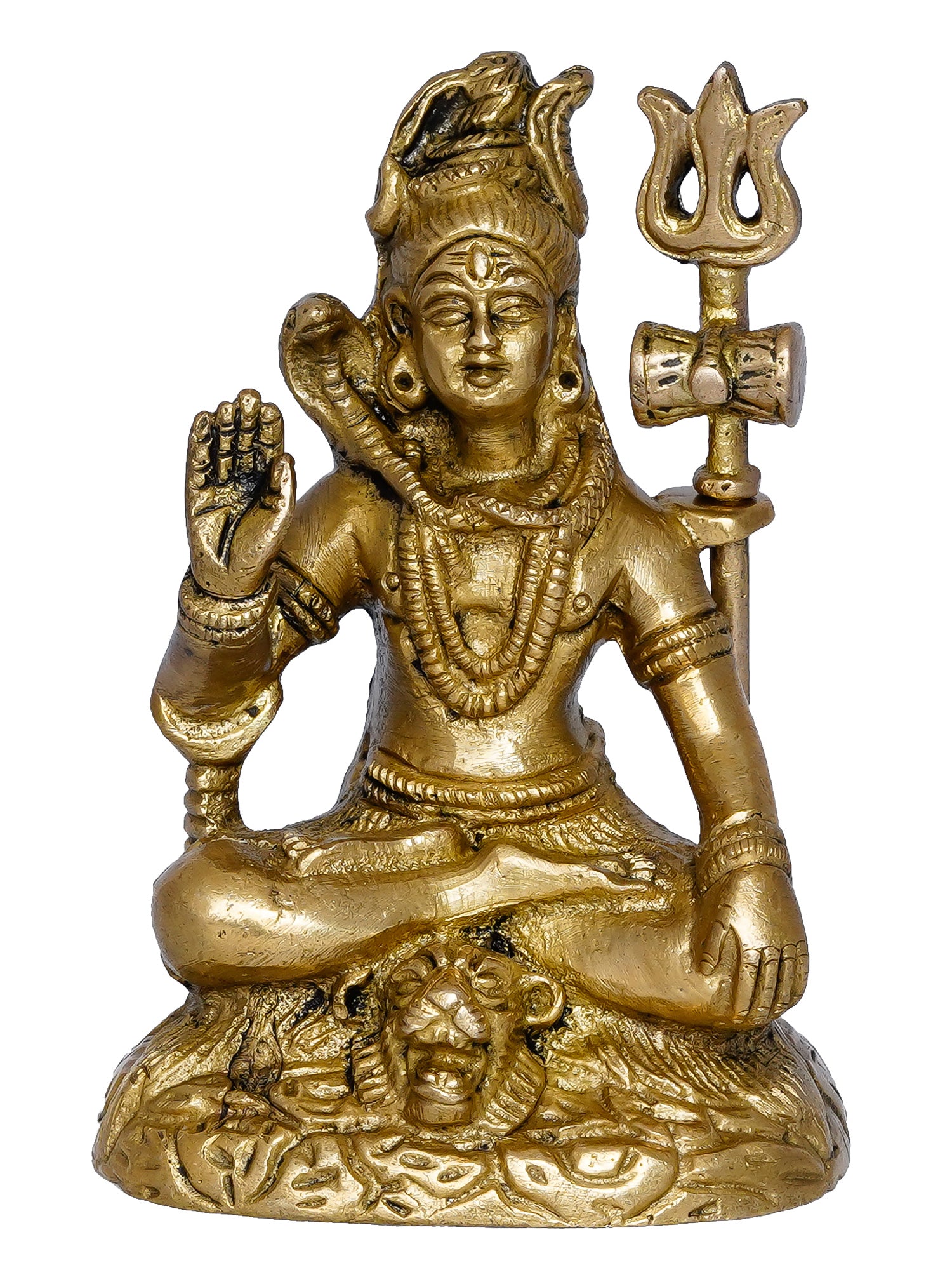 Golden Brass Handcrafted Blessing Lord Shiva Idol 2