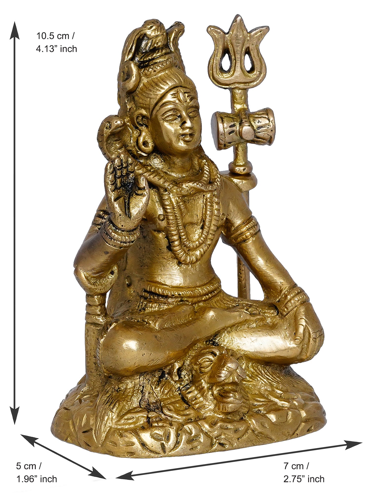 Golden Brass Handcrafted Blessing Lord Shiva Idol 3