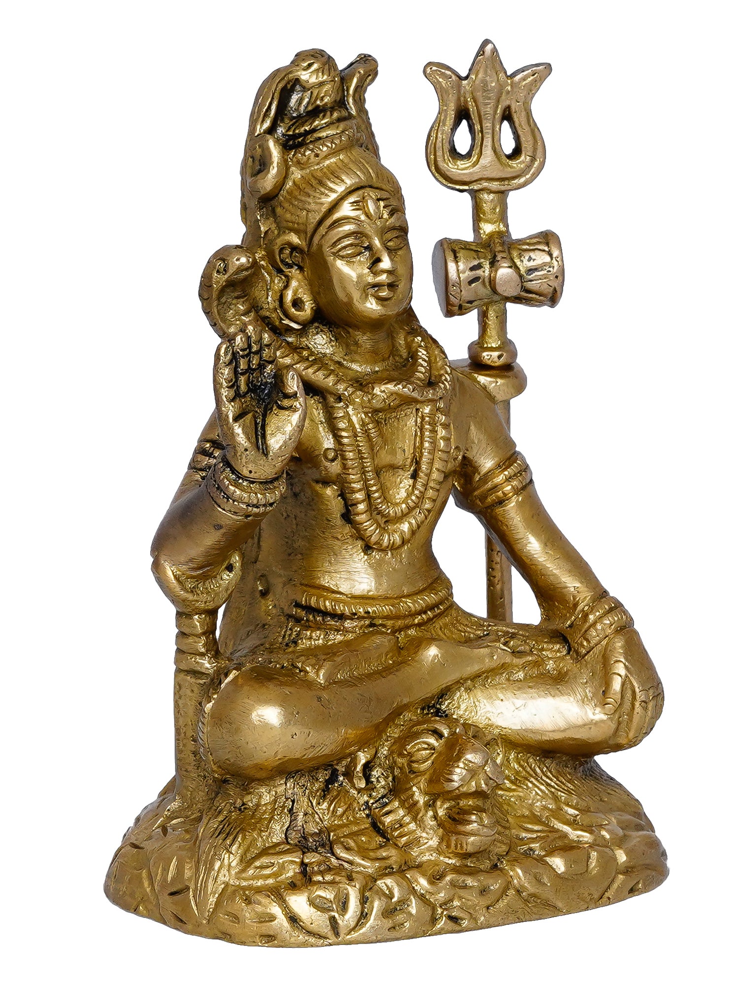 Golden Brass Handcrafted Blessing Lord Shiva Idol 4