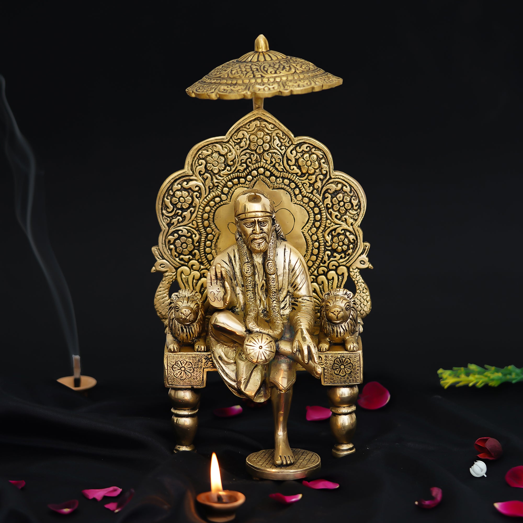 Golden Brass Blessing Shirdi Sai Baba Statue