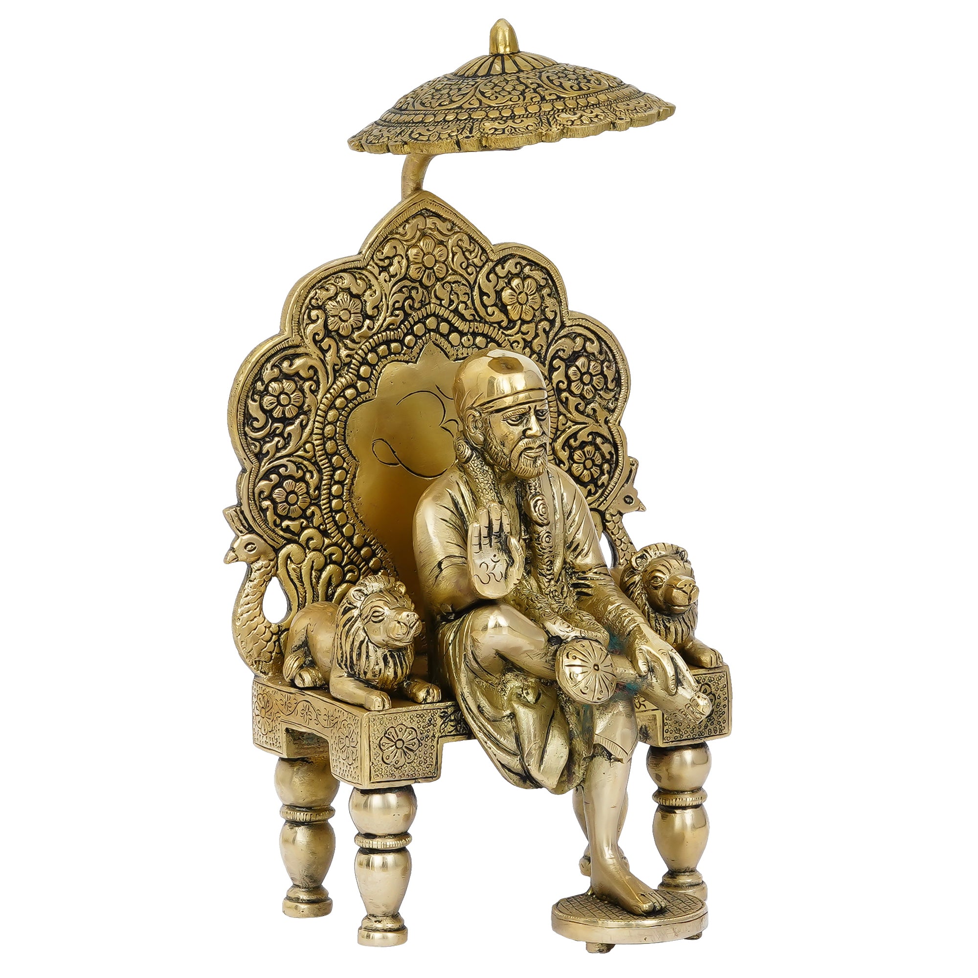Golden Brass Blessing Shirdi Sai Baba Statue 2