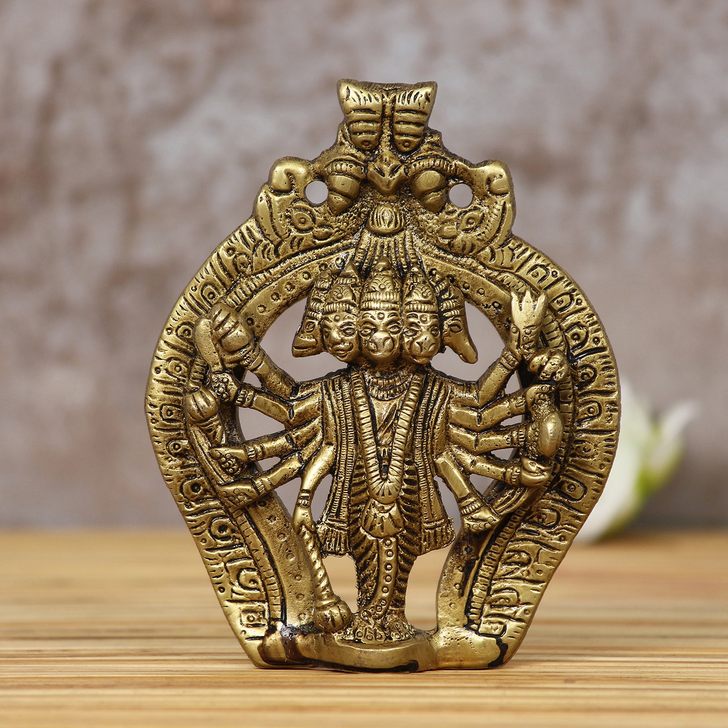 Golden Brass Lord Panchmukhi Hanuman Statue