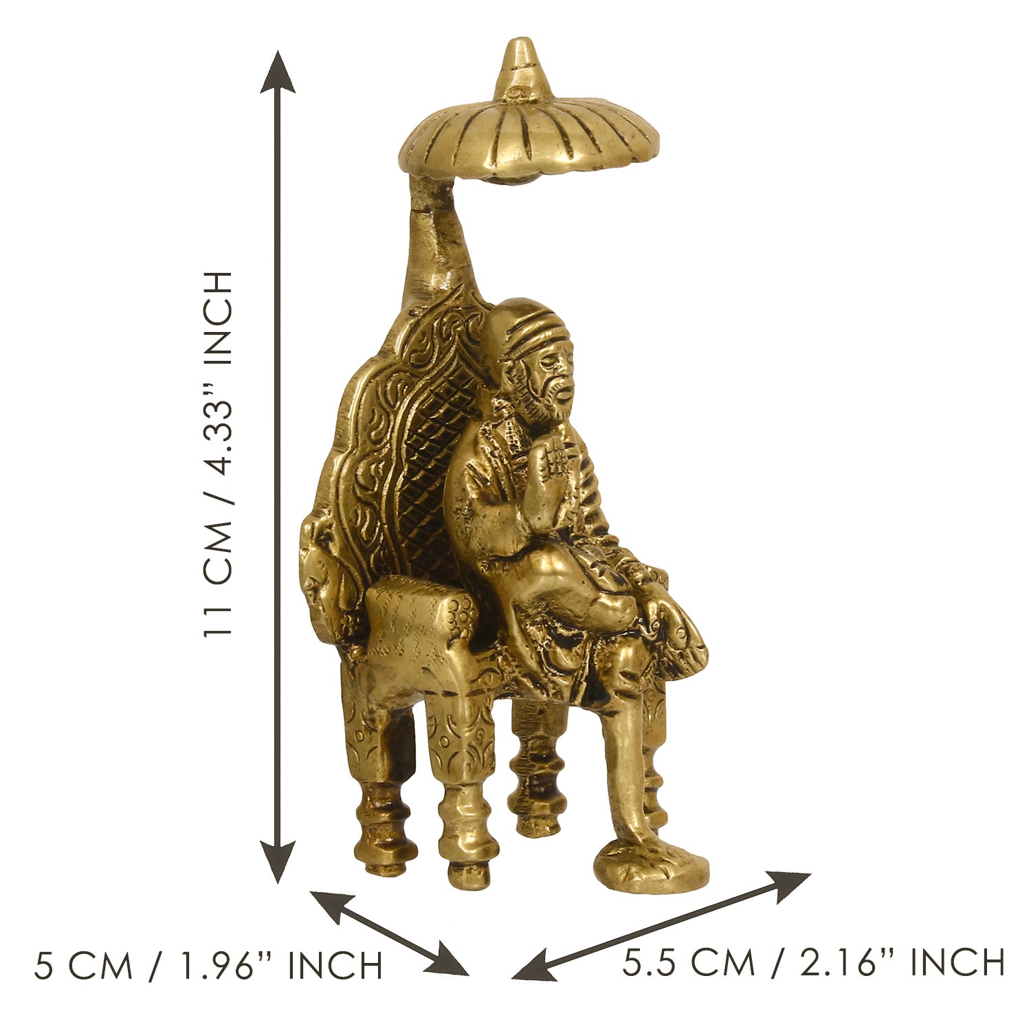 Golden Brass Blessing Shirdi Sai Baba Statue 3