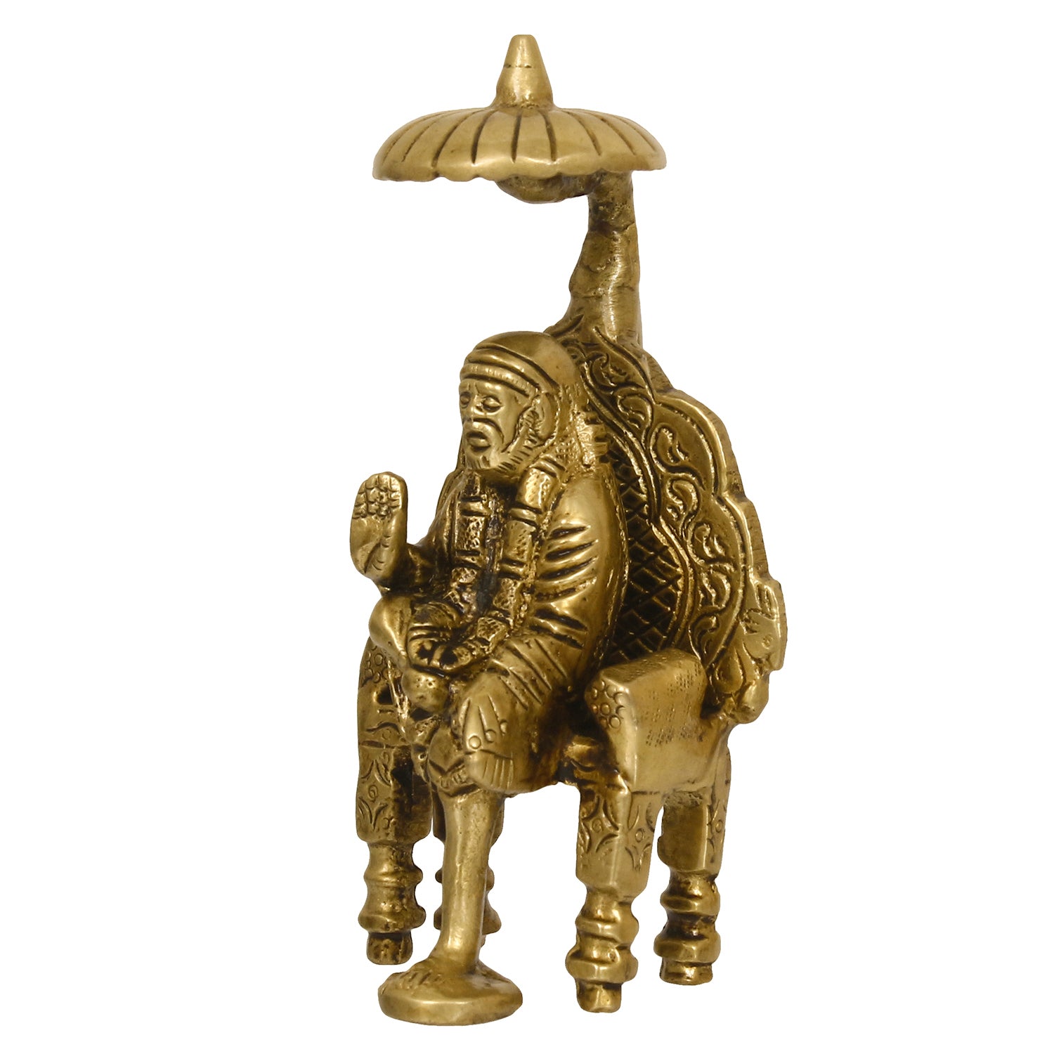 Golden Brass Blessing Shirdi Sai Baba Statue 5